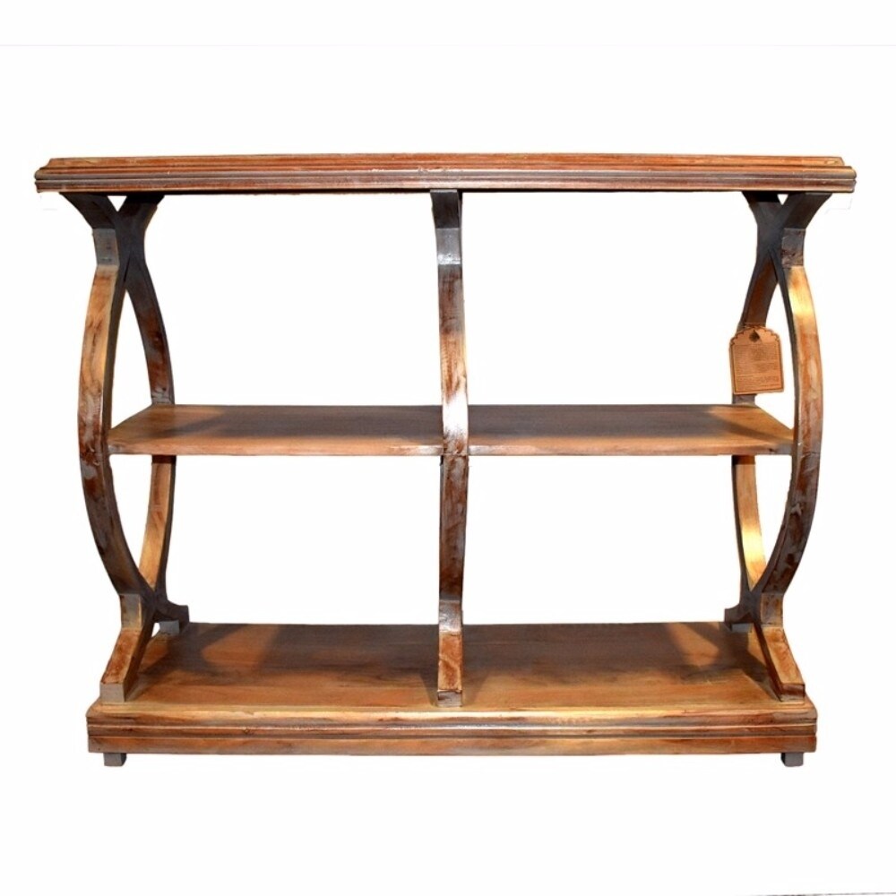 Antique Style Wooden Console Table With 2 Shelves Brown Free Antique Style Wooden Console Table With 2 Shelves Brown Free Shipping Today 19287931