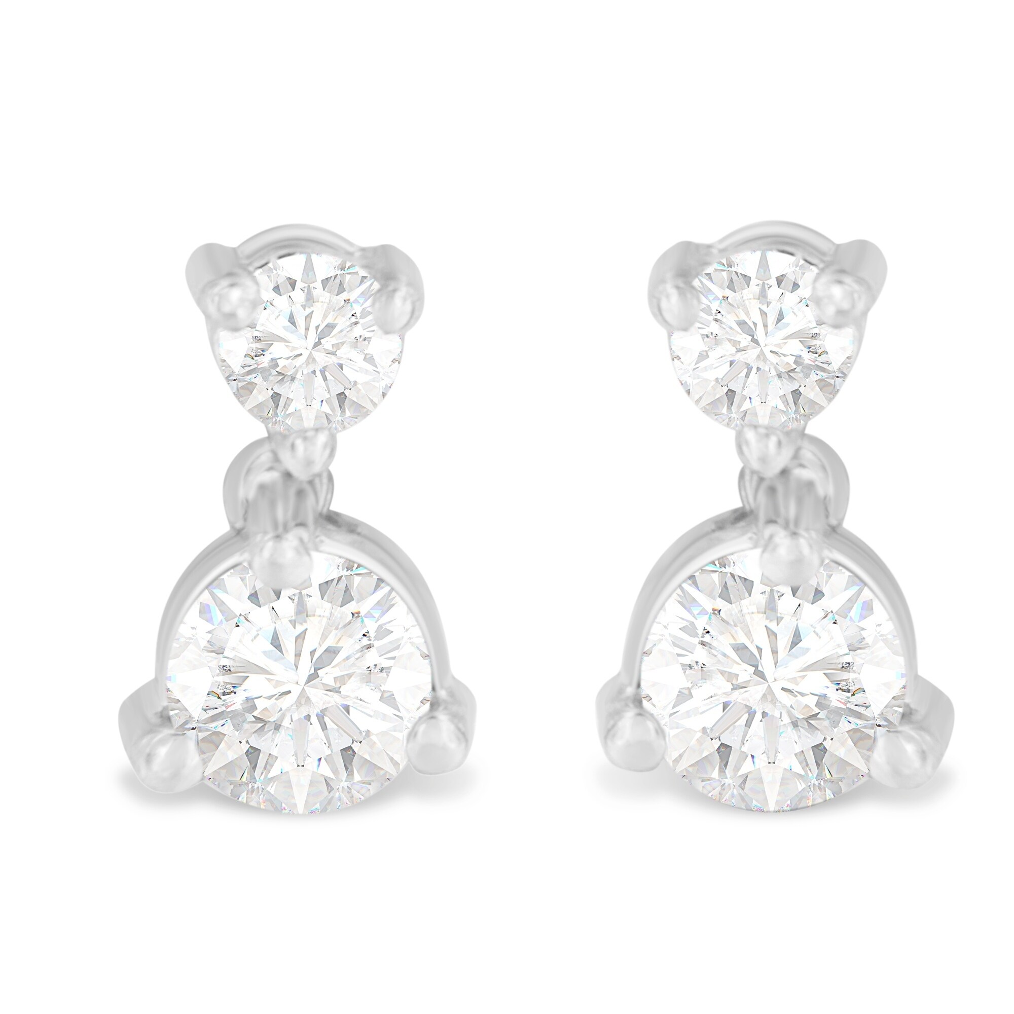 14k White Gold 0 75 Ct Tdw Double Diamond Drop Stud Earrings Tdw Double Diamond Drop Stud Earrings H I I1 I2 On Free Shipping Today 19421840