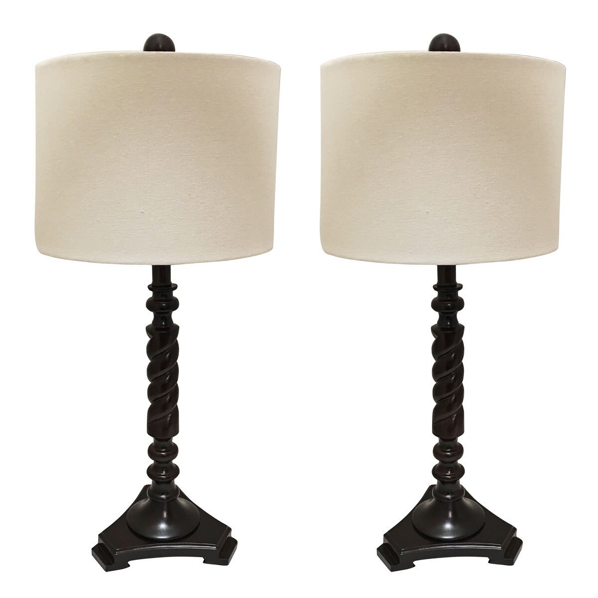 Royal Designs Set Of 2 Wooden Table Lamps With Linen Eggshell Royal Designs Set Of 2 Wooden Table Lamps With Linen Eggshell Hard Back Lamp Shade 28 Tall