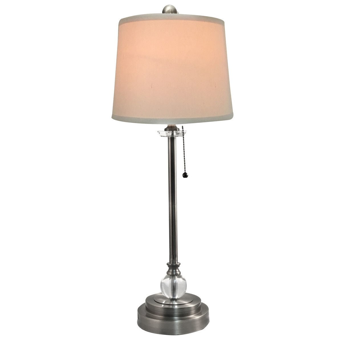 Royal Designs Set Of 2 Buffet Lamps In Brush Nickel With Linen Royal Designs Set Of 2 Buffet Lamps In Brush Nickel With Linen White Hard Back Lamp Shades 27 Tall