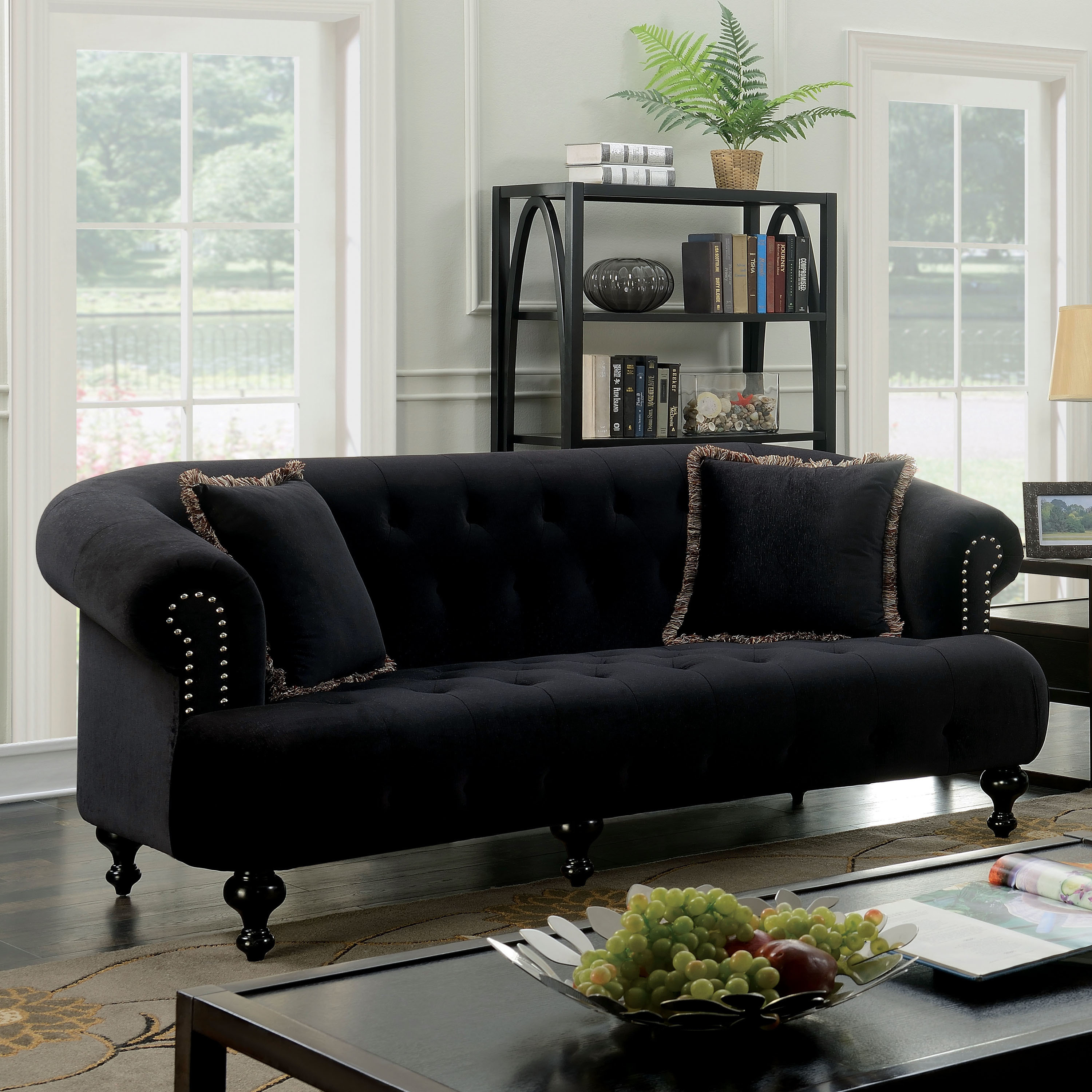 Furniture Of America Lilian Glam Tufted Flannel Sofa Free Furniture Of America Lilian Glam Tufted Flannel Sofa Free Shipping Today 19486074