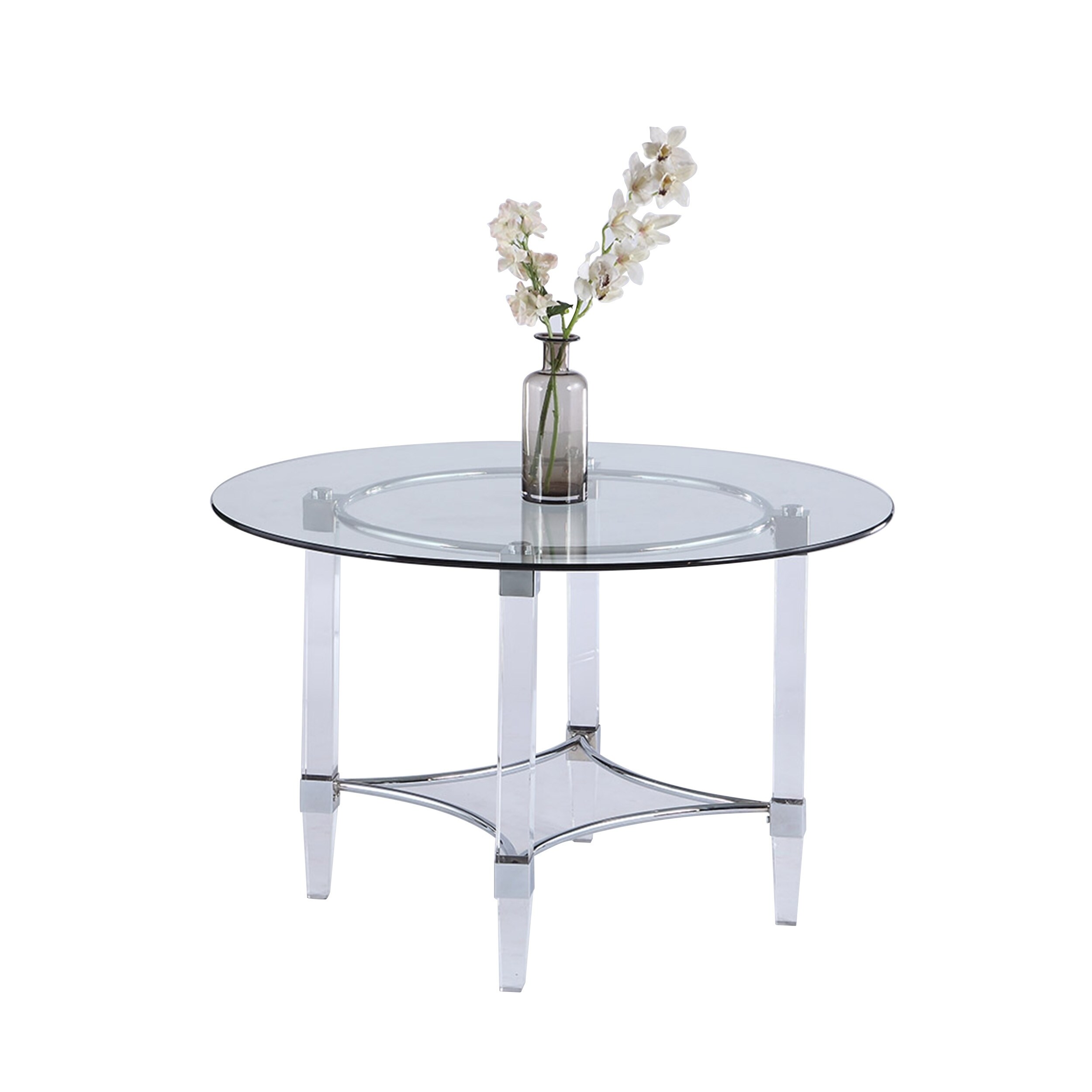 Shop Somette Emily 48 Inch Round Glass Top Dining Table Overstock 19495064