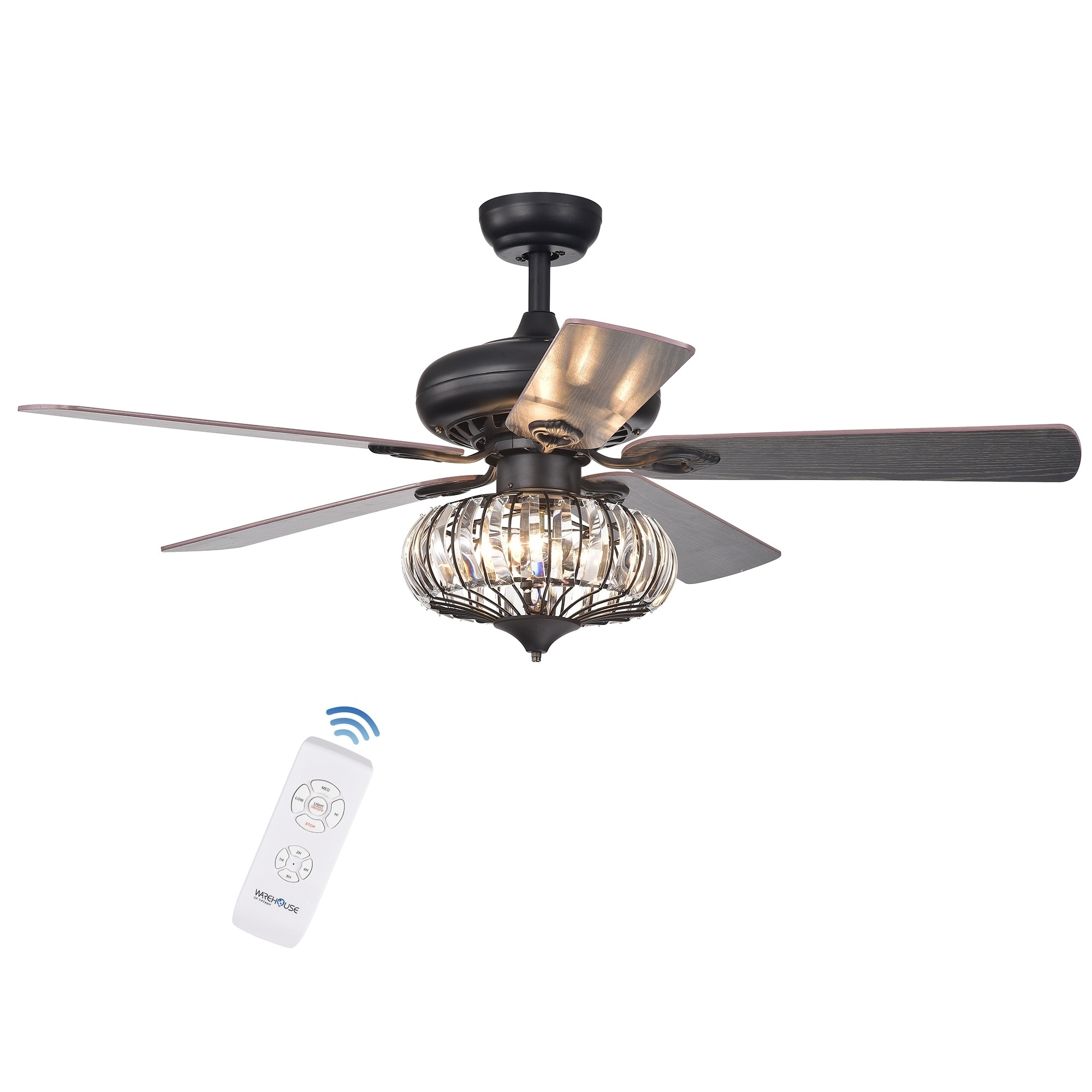 Chrysaor 3 Light Crystal 5 Blade 52 Inch Brown Ceiling Fan Chrysaor 3 Light Crystal 5 Blade 52 Inch Brown Ceiling Fan Optional Remote On Free Shipping Today 19512164
