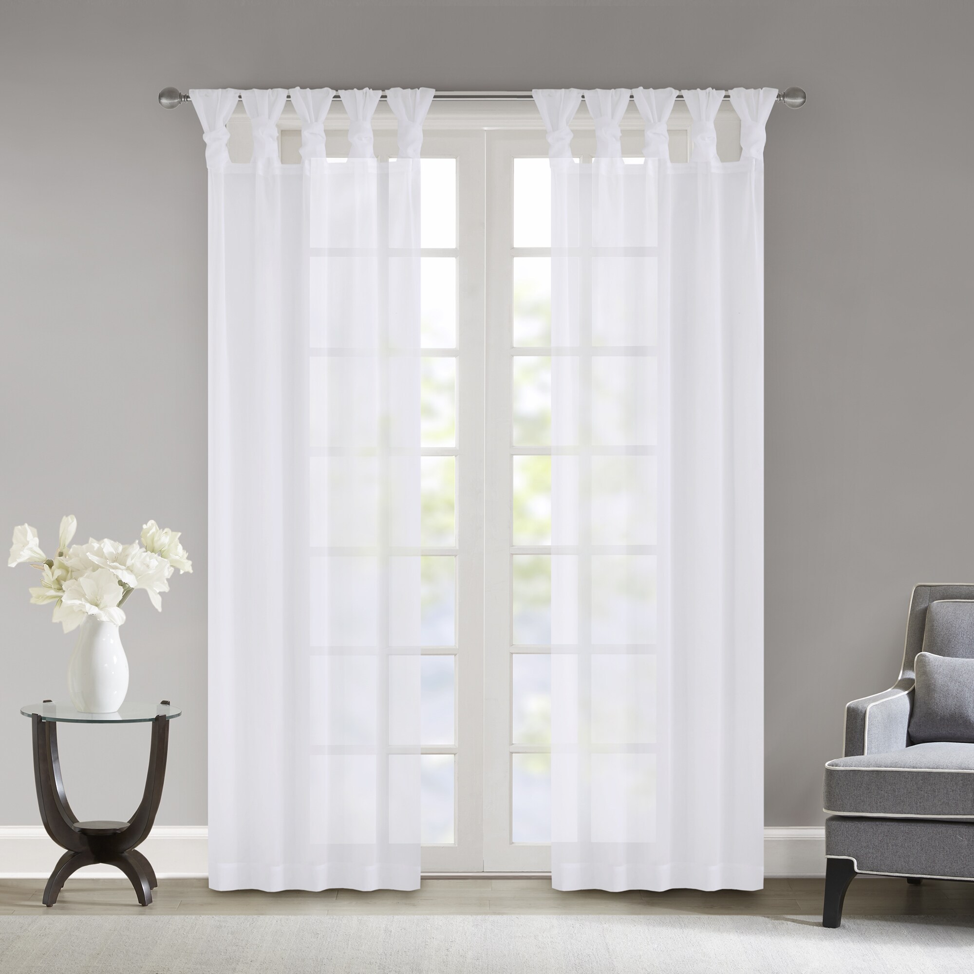 Madison Park Elowen White Twist Tab Voile Sheer Curtain Panel Madison Park Elowen White Twist Tab Voile Sheer Curtain Panel Pair