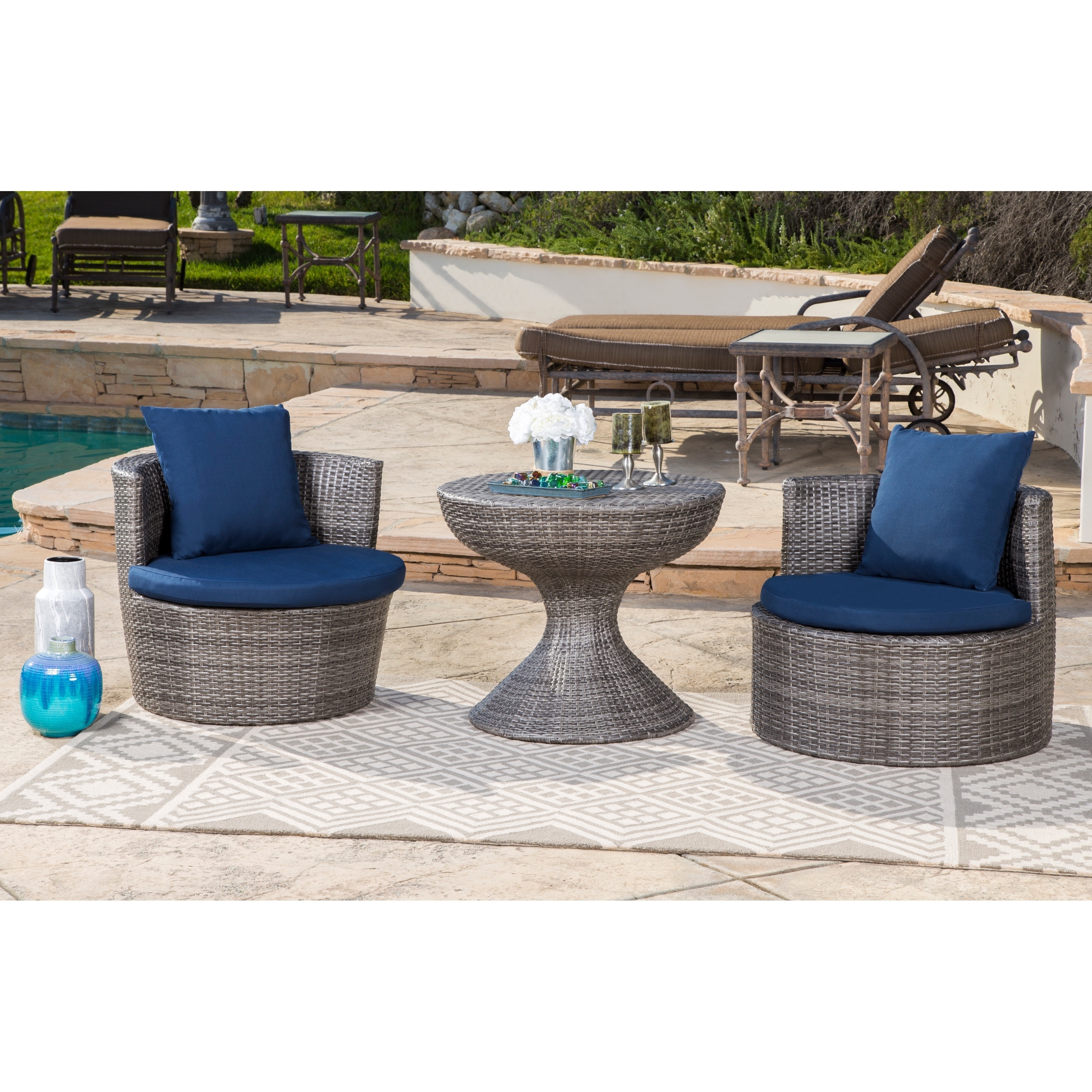 Abbyson Palermo Outdoor Grey Wicker 3 Piece Patio Seating Set Abbyson Palermo Outdoor Grey Wicker 3 Piece Patio Seating Set