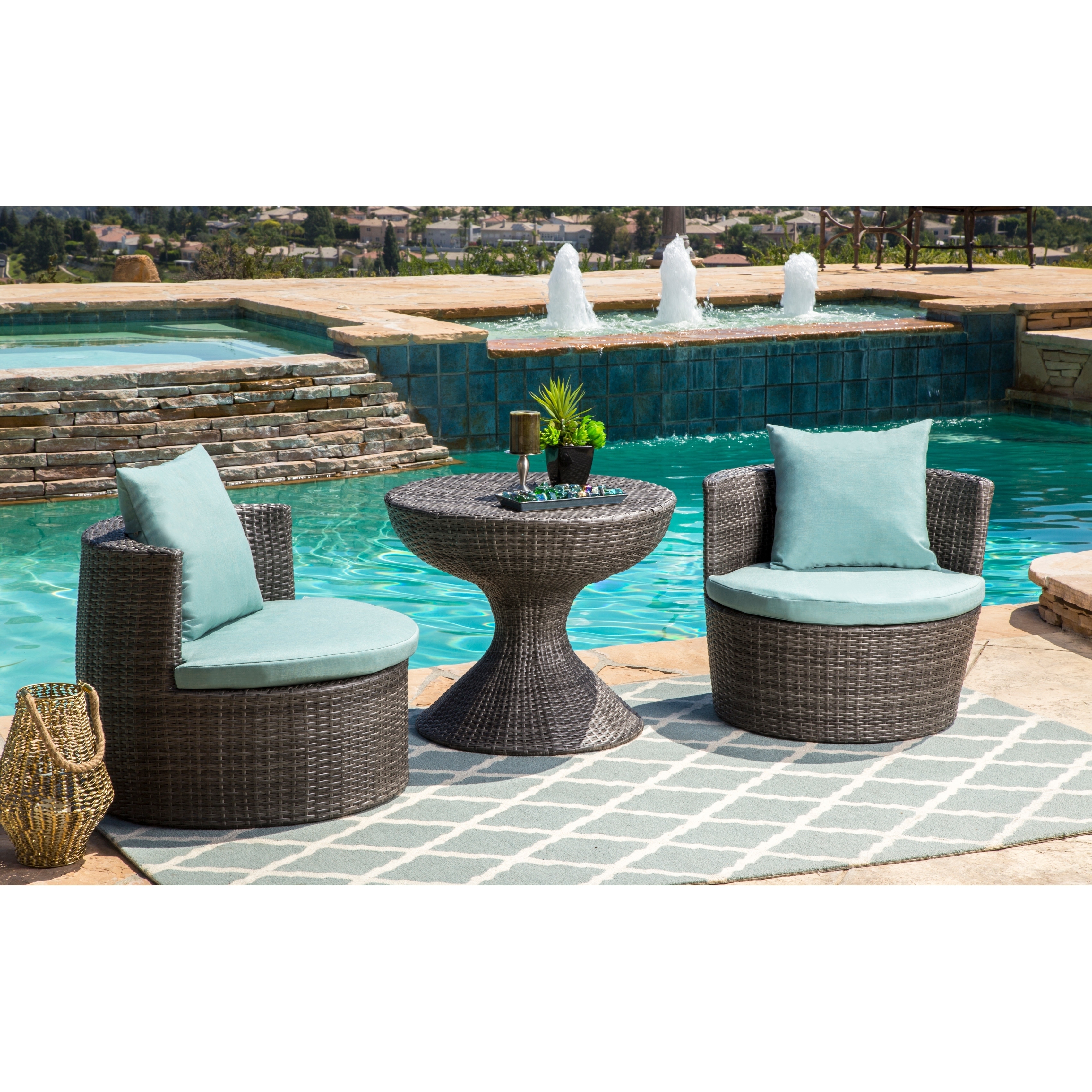 Abbyson Palermo Outdoor Grey Wicker 3 Piece Patio Seating Set Abbyson Palermo Outdoor Grey Wicker 3 Piece Patio Seating Set