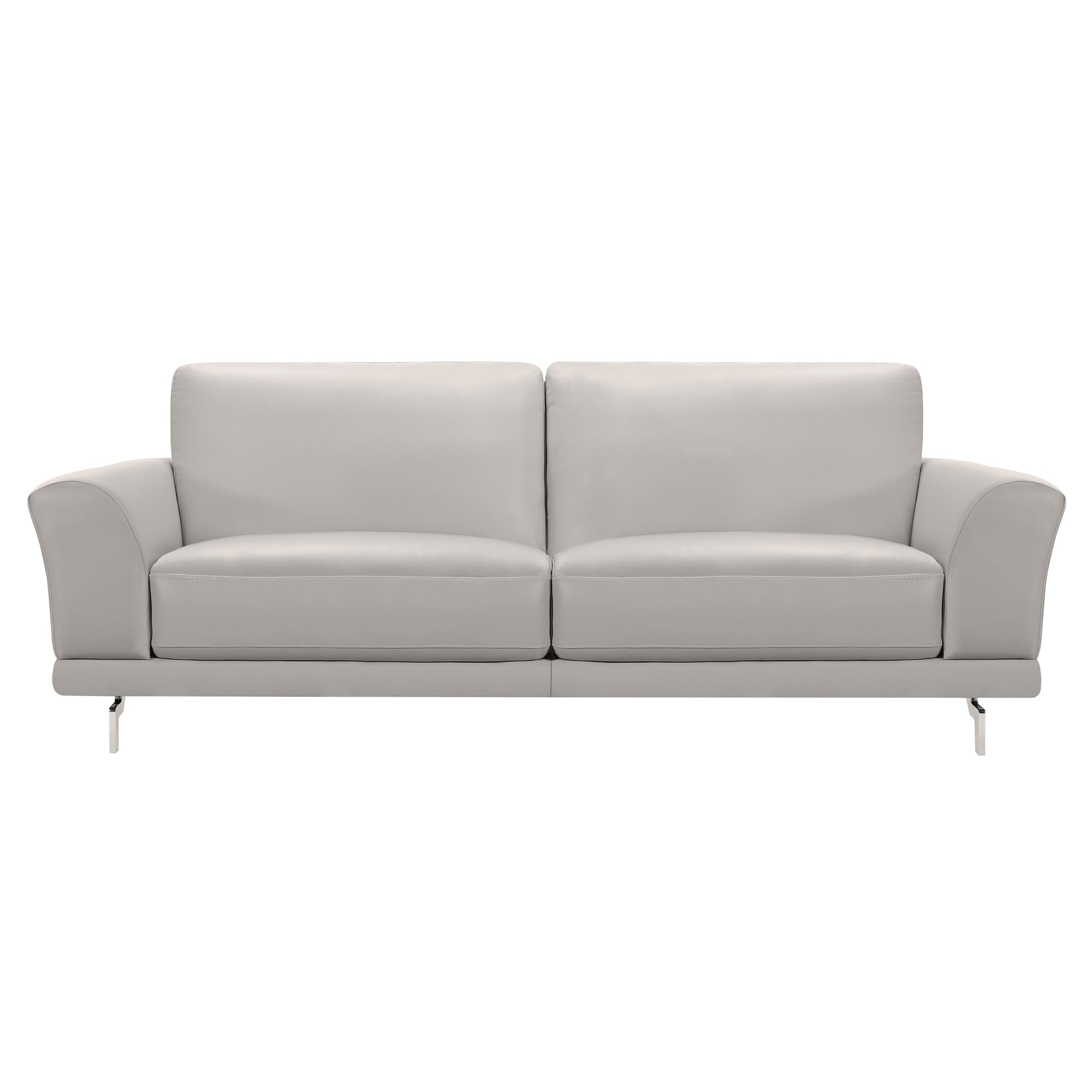 Armen Living Everly Contemporary Sofa In Genuine Dove Grey Leather