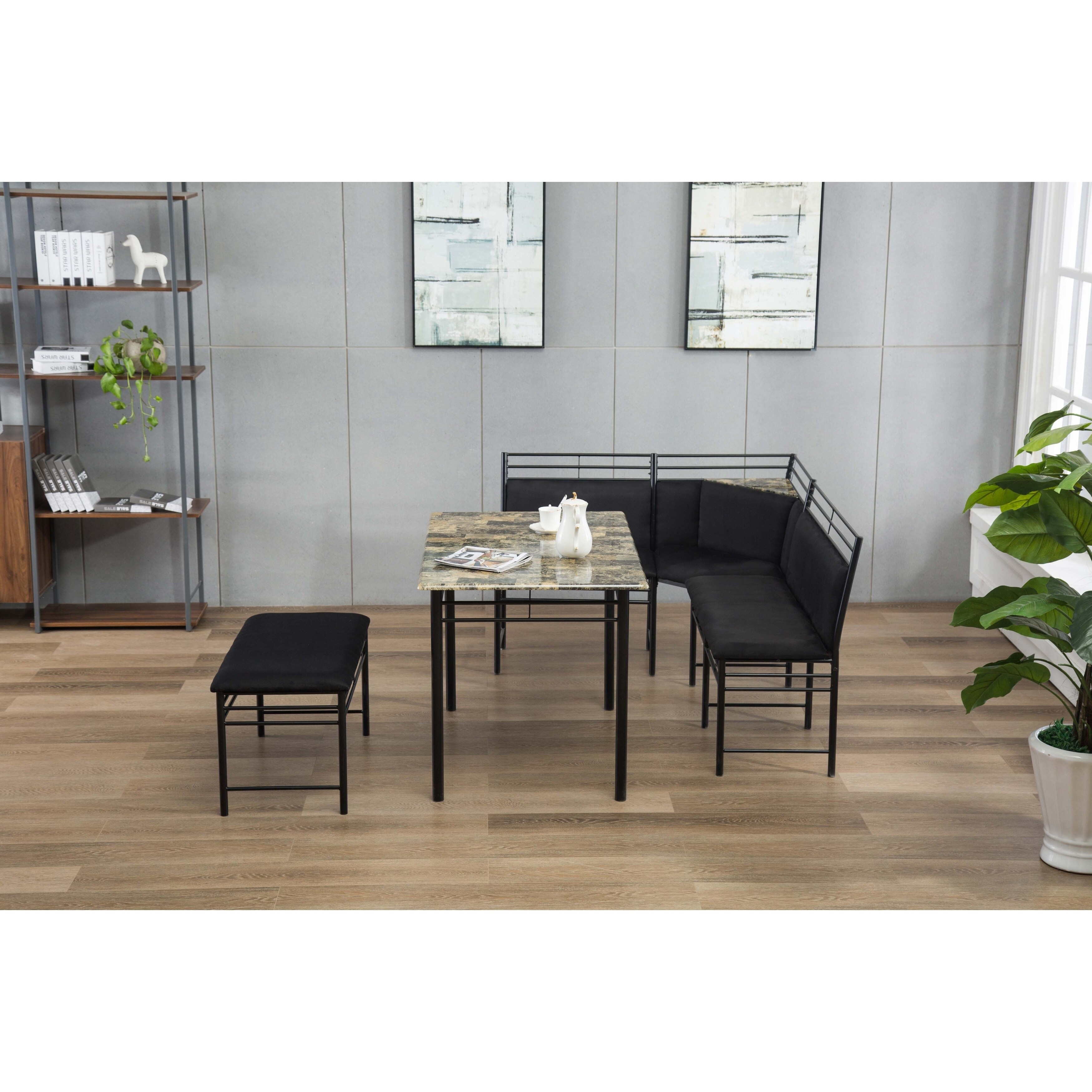 Gareth Black Upholstered Metal Breakfast Nook Set Free Gareth Black Upholstered Metal Breakfast Nook Set Free Shipping Today 19561245