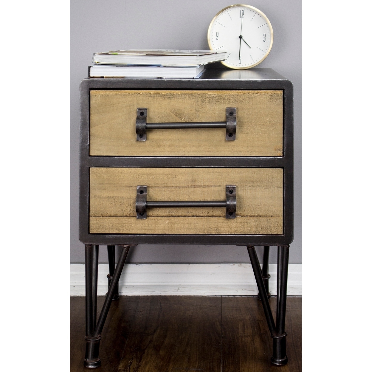 Soho Short Mid Century Wood And Metal 2 Drawer End Table On Soho Short Mid Century Wood And Metal 2 Drawer End Table On Free Shipping Today 19758656