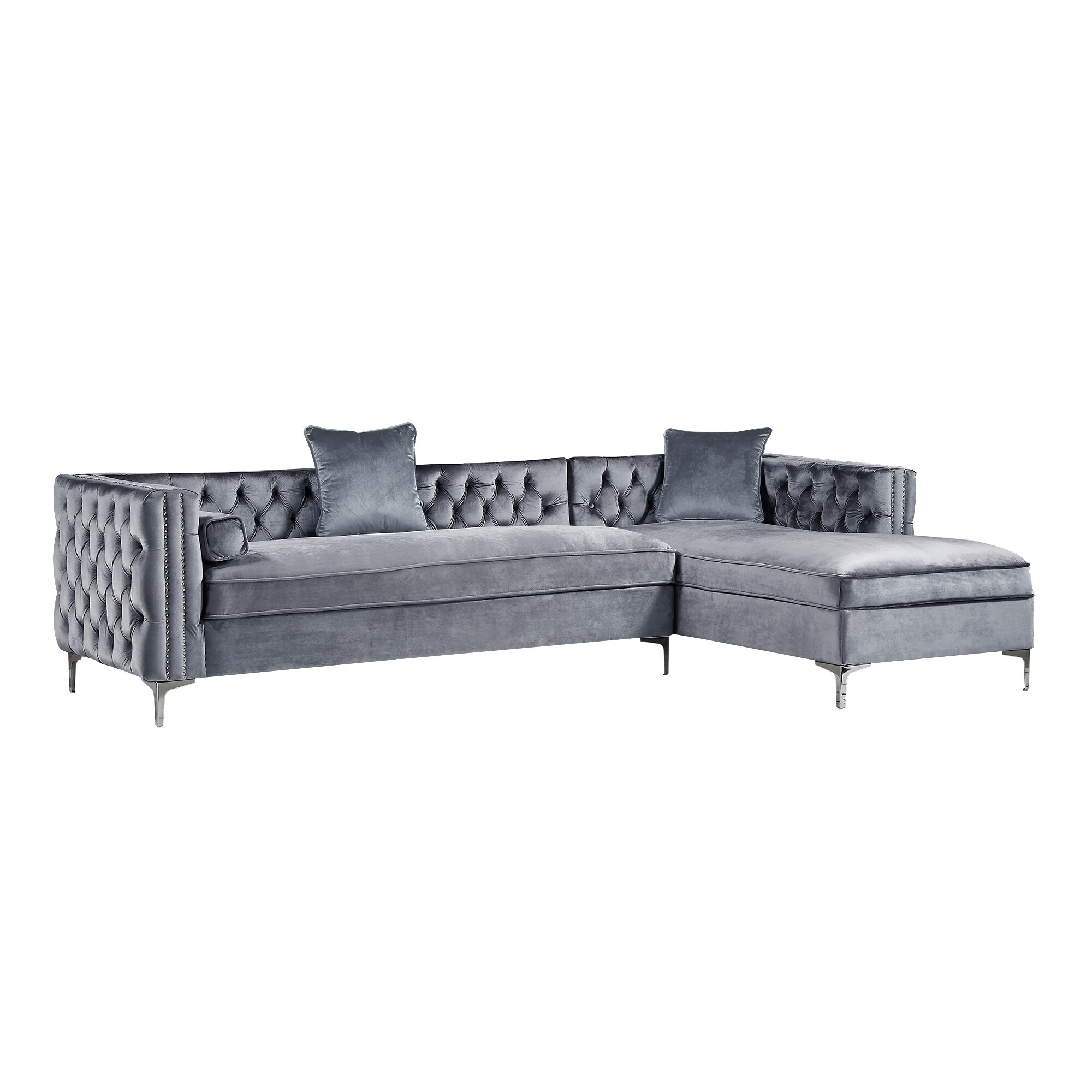 115 Dante Velvet On Tufted Chaise Sectional Sofa 115 Dante Velvet On Tufted Chaise Sectional Sofa Free Shipping Today 19759226