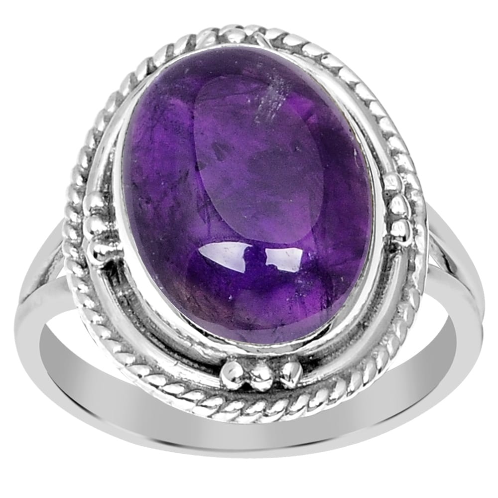 Shop Orchid Jewelry 925 Sterling Silver 5.50 Carat Genuine Amethyst Cabochon Ring - On Sale - Free Shipping On Orders Over $45 - Overstock.com - 19781077