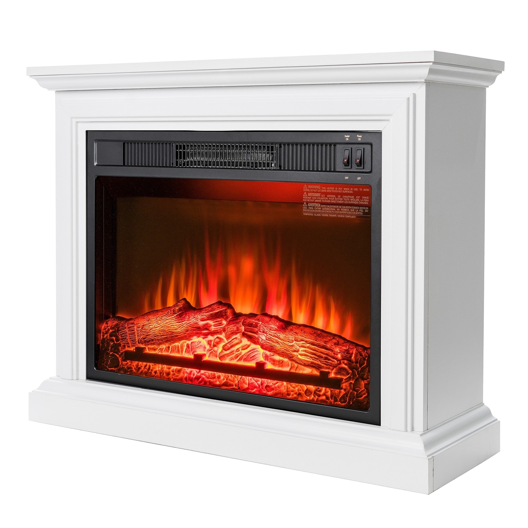 Shop Akdy Fp0090 32 Electric Fireplace Freestanding White Wooden