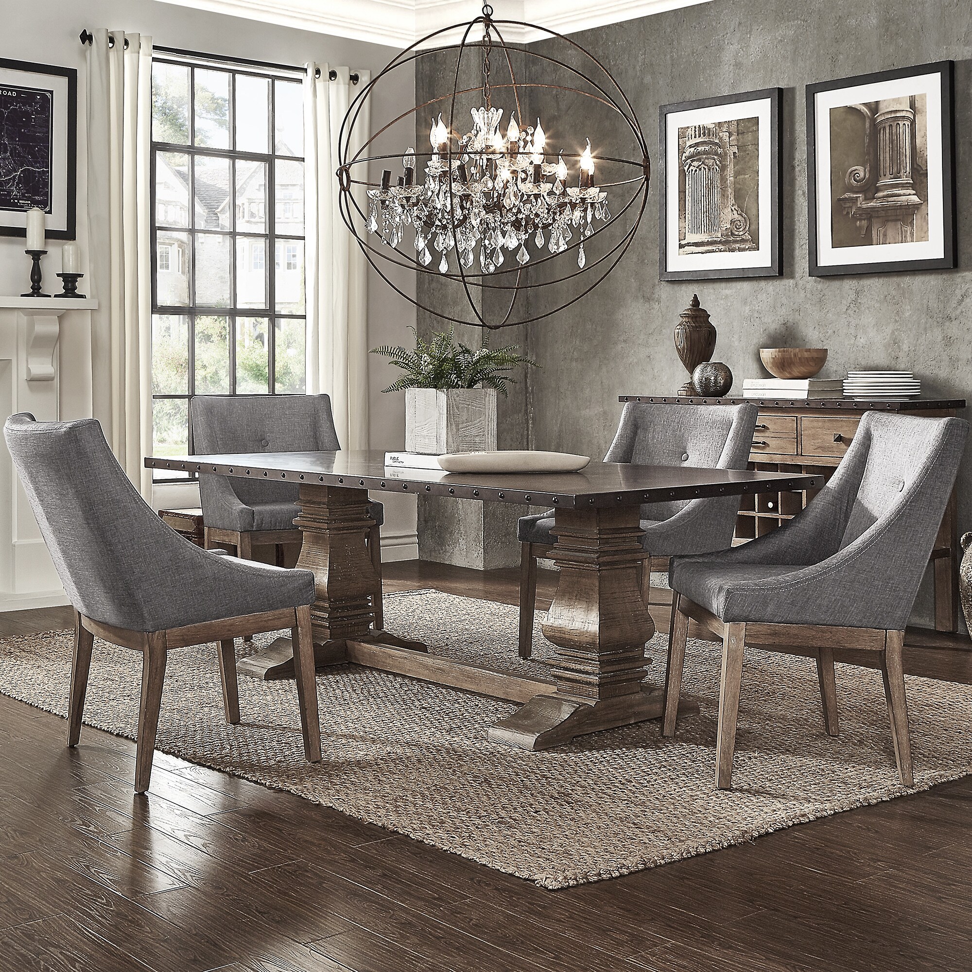 Shop Janelle Extended Rustic Zinc Dining Set Shop Janelle Extended Rustic Zinc Dining Set