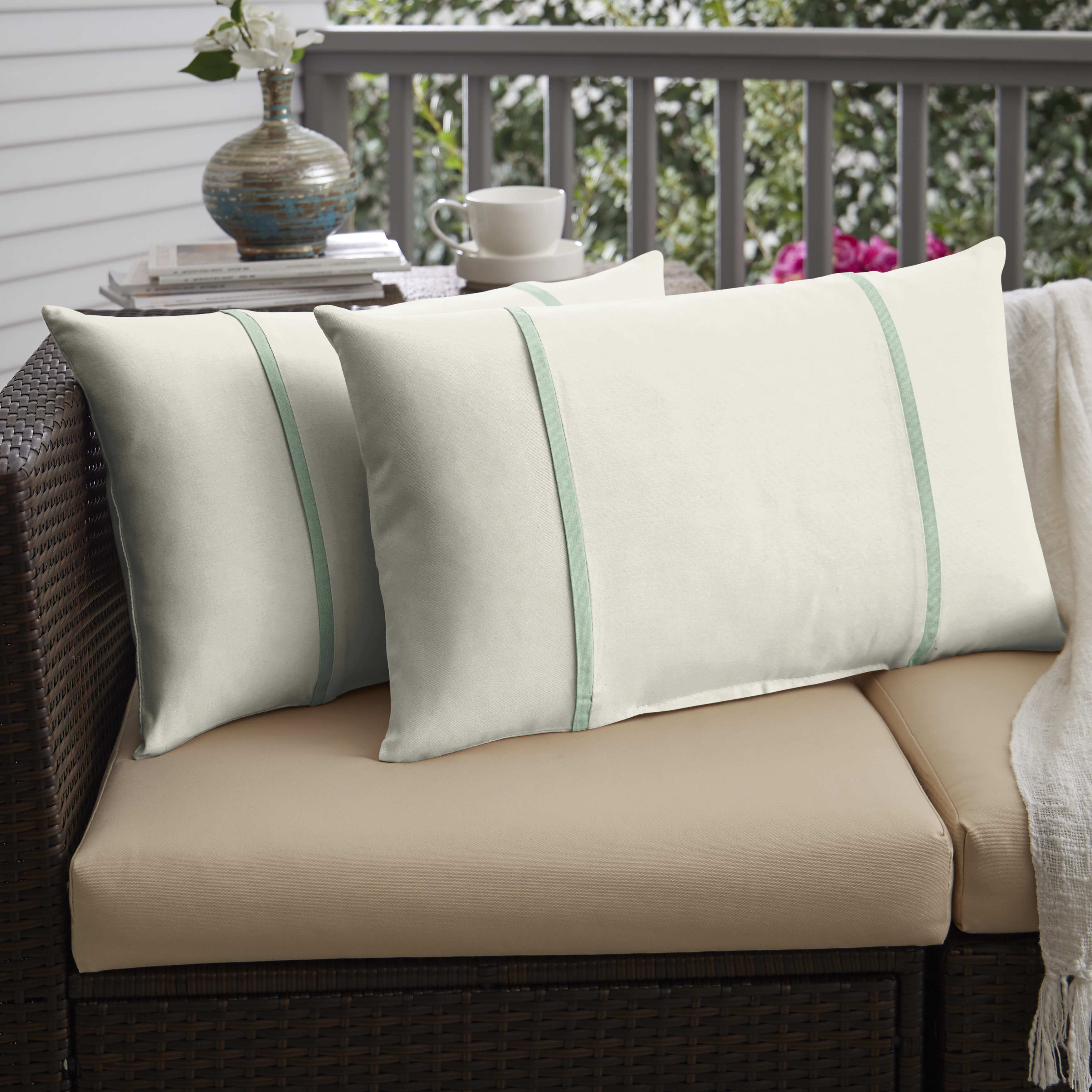 Humble Haute Sunbrella Canvas Natural And Spa Double Humble Haute Sunbrella Canvas Natural And Spa Double Small Indoor Outdoor Pillows Set Of 2