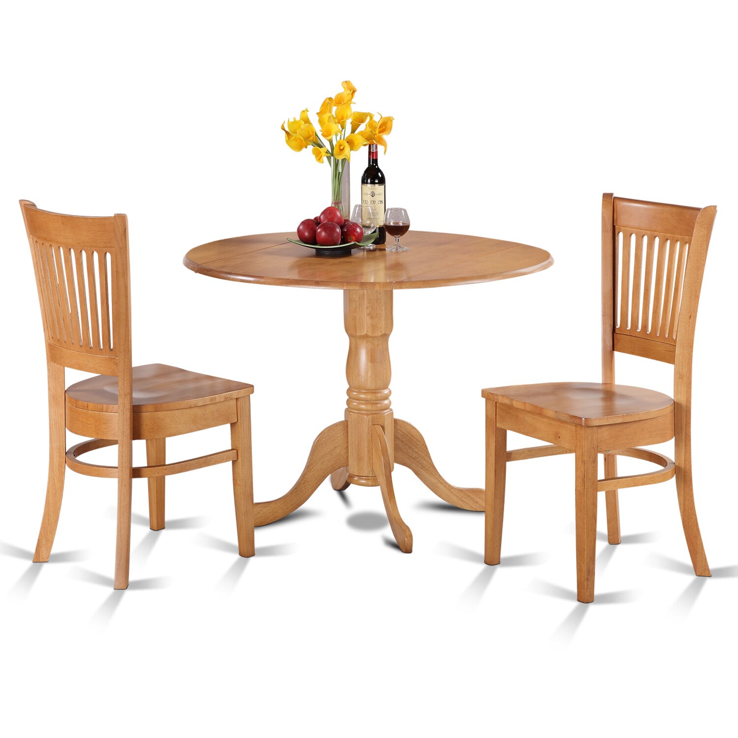 Shop Copper Grove Quince Oak Kitchen Table And 2 Slat Back Chairs