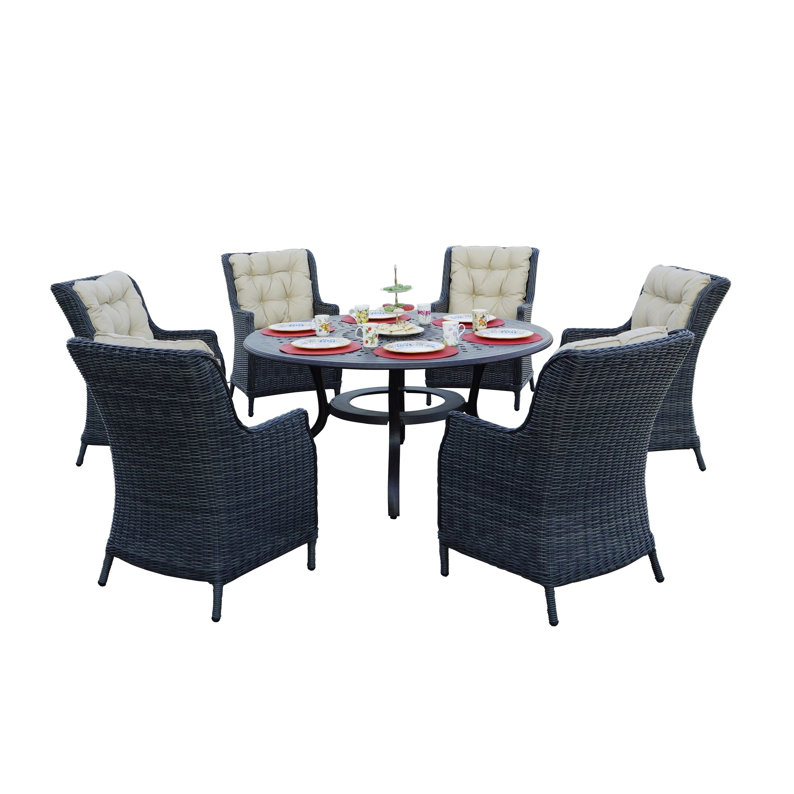 Napa 7 Piece Dining Set 60 Round Antique Bronze