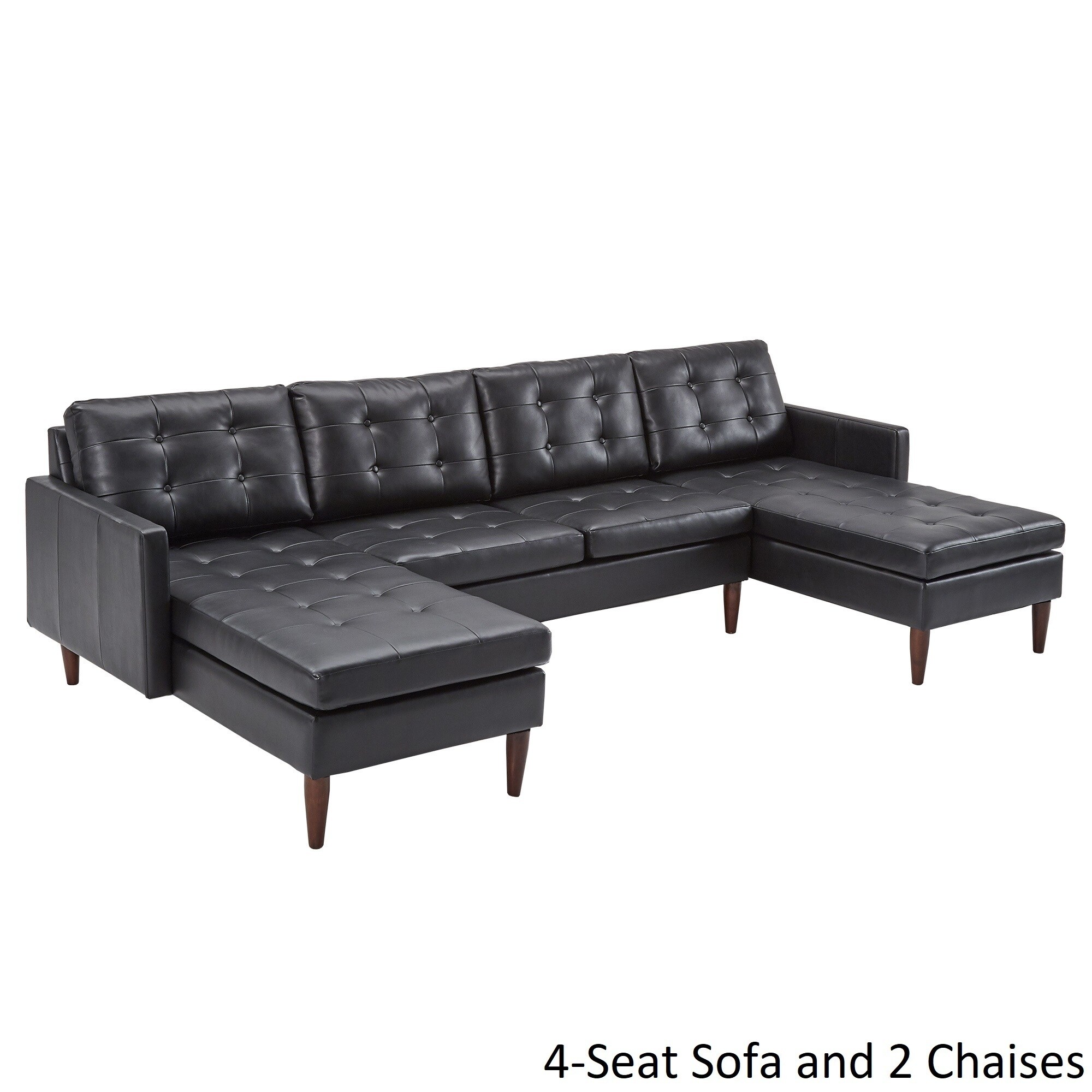 Shawna Black On Tufted Leather Gel Sofa Sectional With Shawna Black On Tufted Leather Gel Sofa Sectional With Chaise By Inspire Q Modern Free Shipping Today 19893676