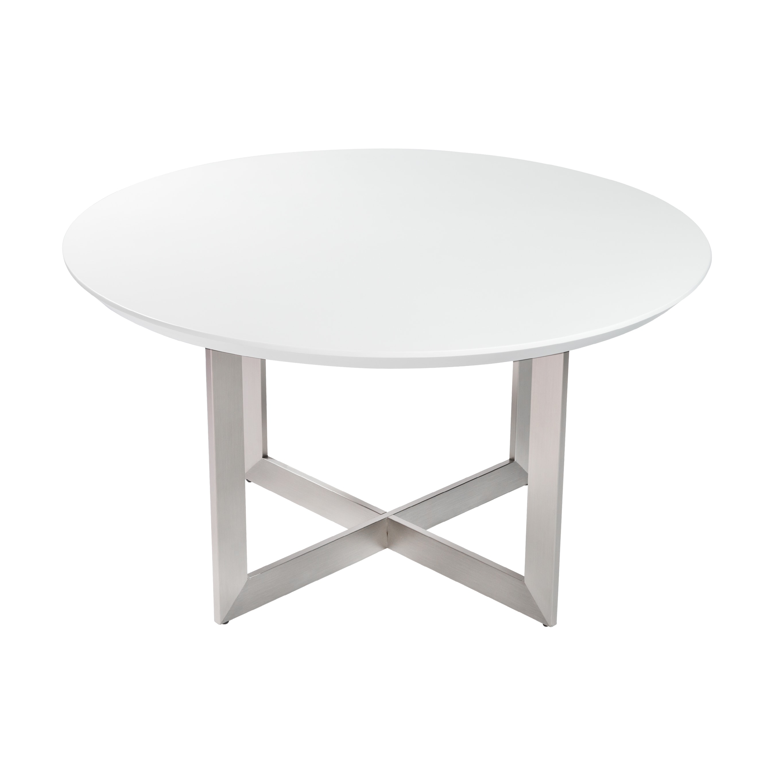 Tosca 54 Round Dining Table In Matte White With Brushed Tosca 54 Round Dining Table In Matte White With Brushed