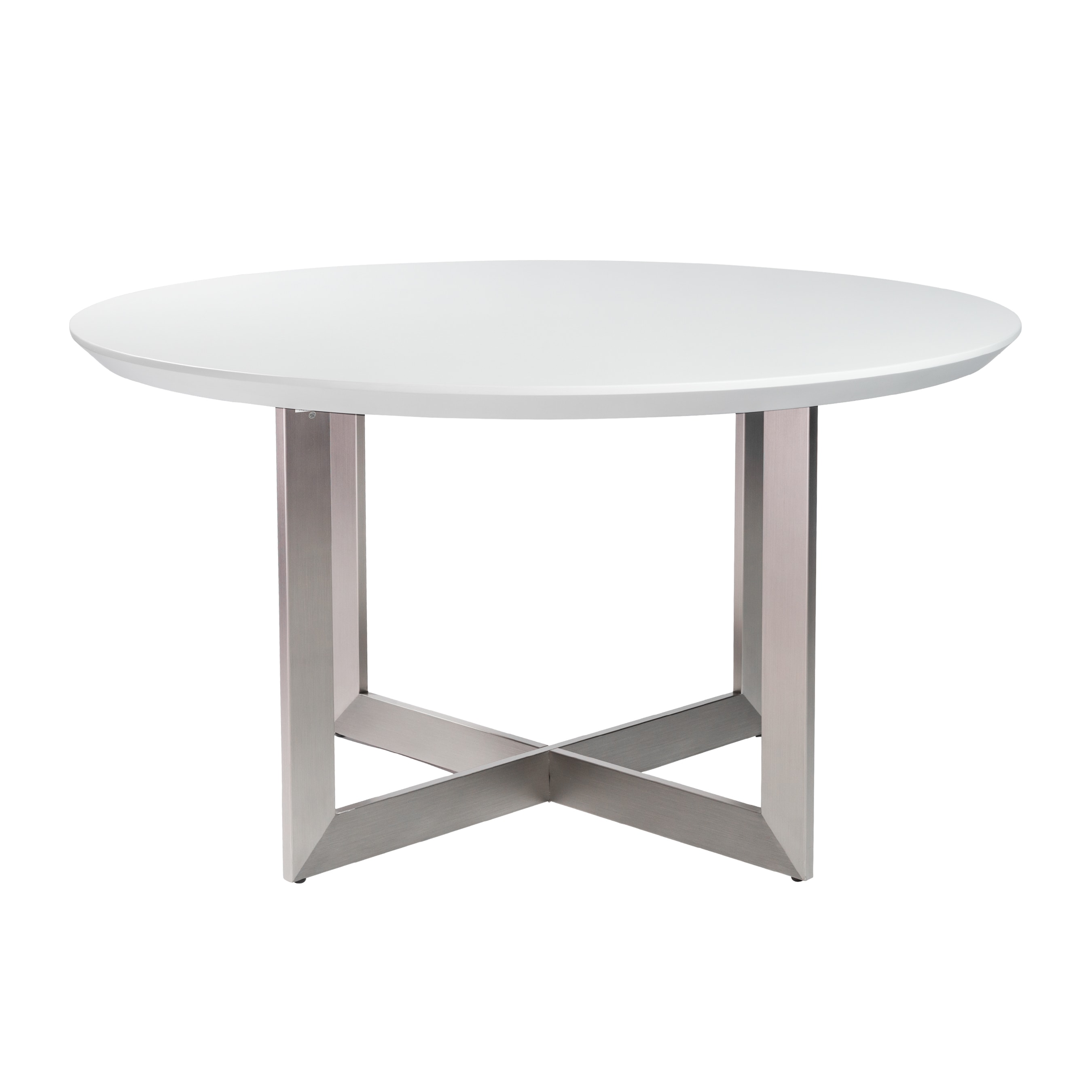 Tosca 54 Round Dining Table In Matte White With Brushed Tosca 54 Round Dining Table In Matte White With Brushed