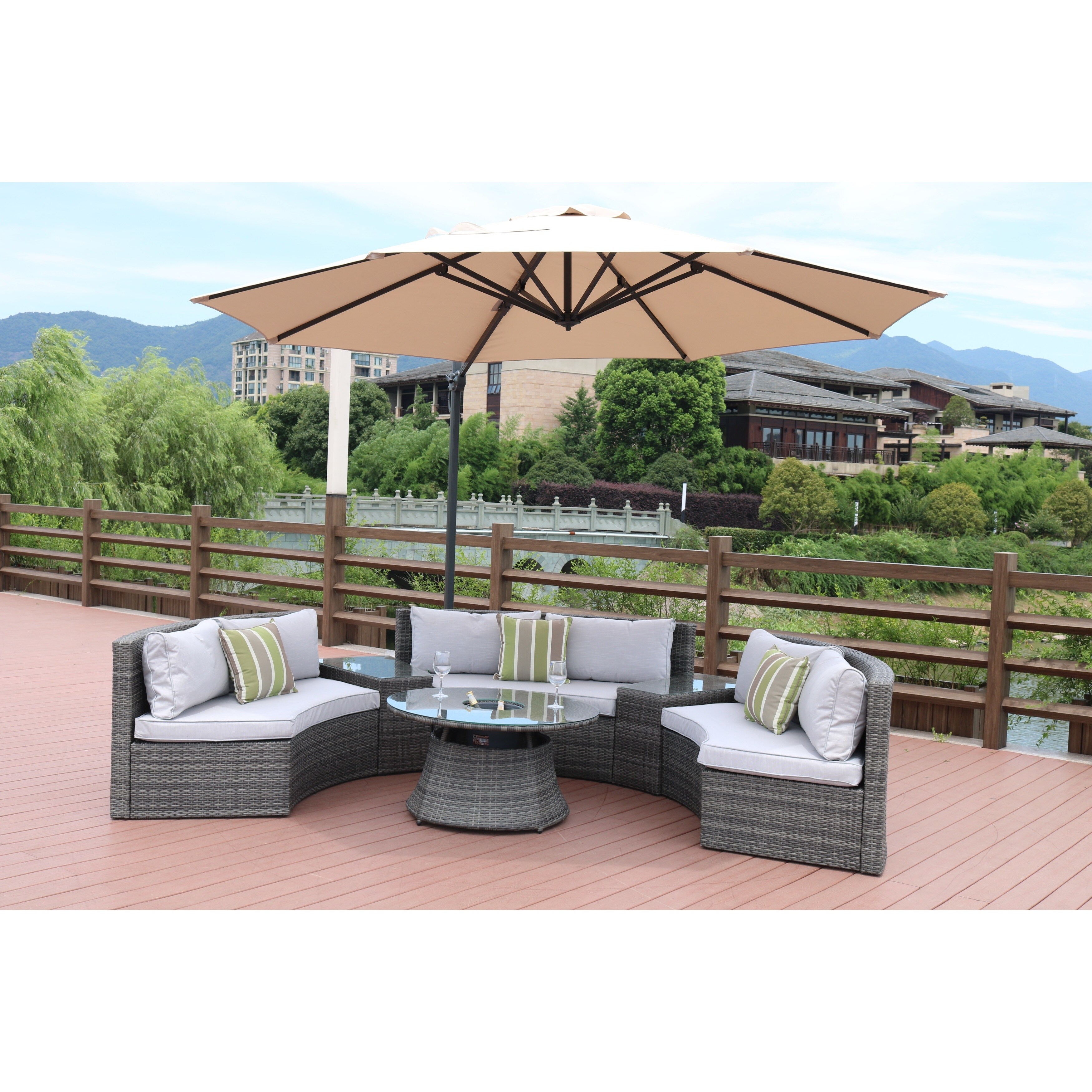 Shop Black Friday Deals On Half Moon 6 Piece Curved Wicker Patio Furniture Set By Direct Wicker Without Umbrella Overstock 19983522