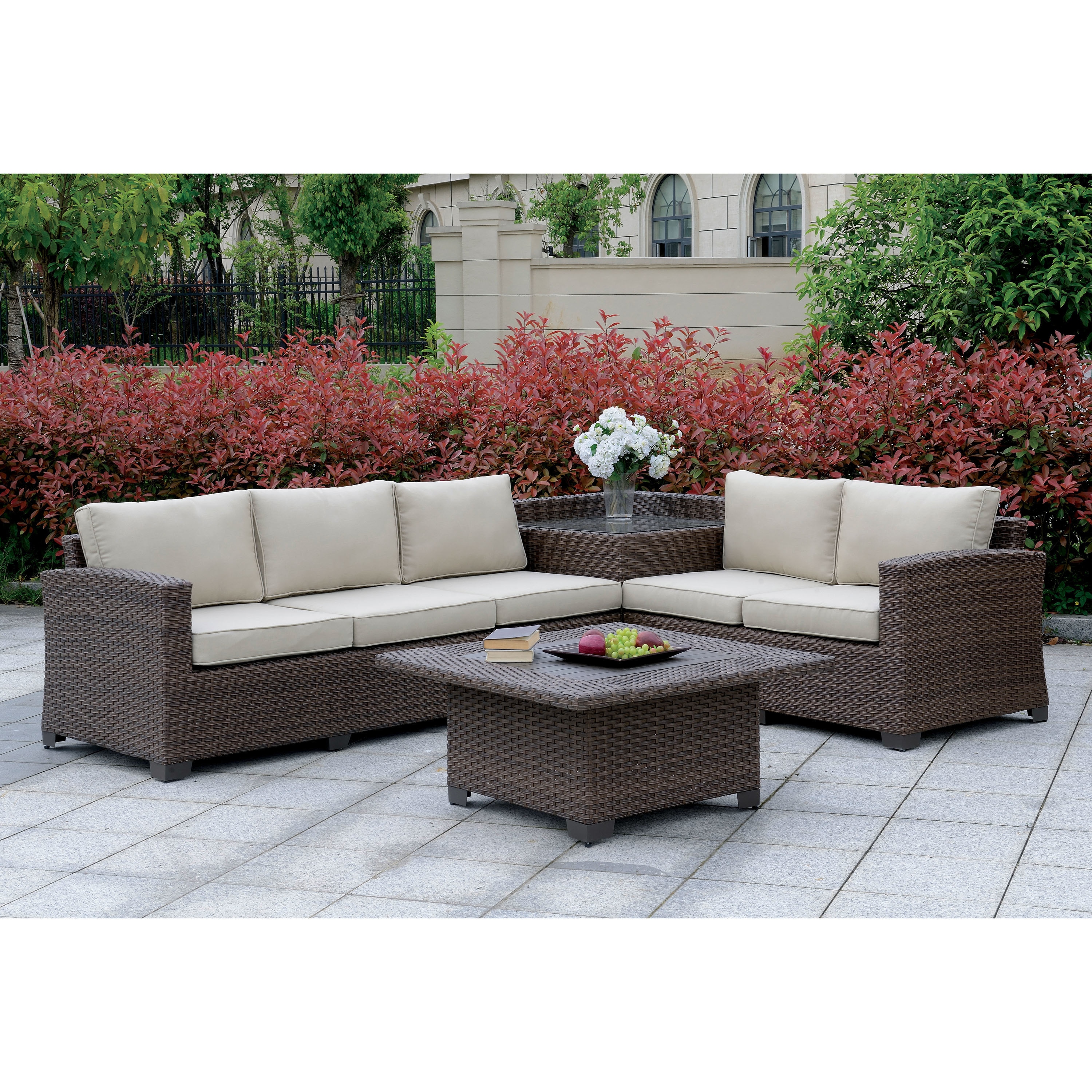 This Furniture Of America Langston Contemporary Outdoor Patio This Furniture Of America Langston Contemporary Outdoor Patio Sectional With Corner Table Free Shipping Today 25899210