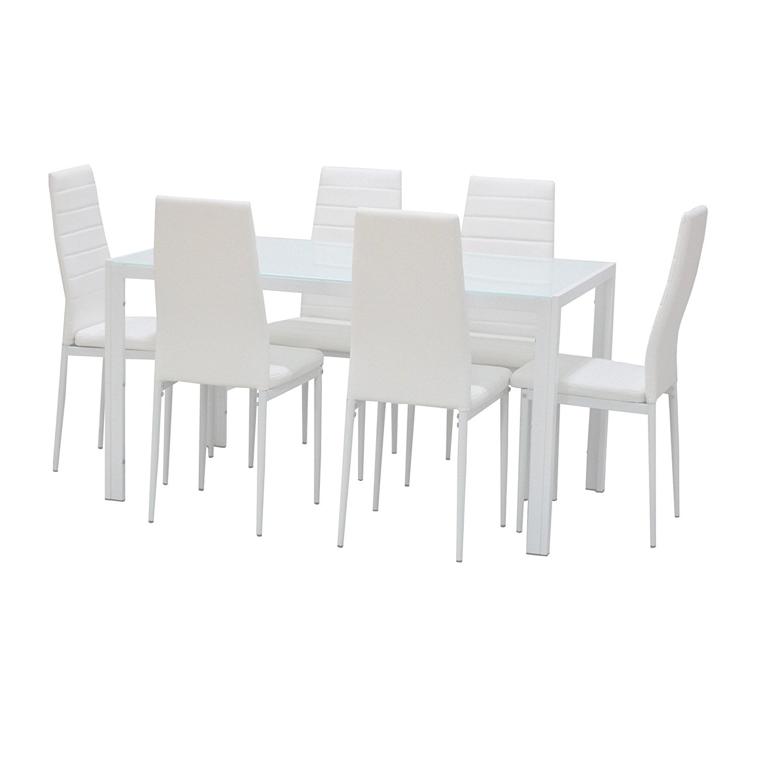 Ids Home 7 Pieces Modern Gl Dining Table Set Faxu Leather Ids Home 7 Pieces Modern Gl Dining Table Set Faxu Leather With 6 Chairs Black Free Shipping Today 20045342