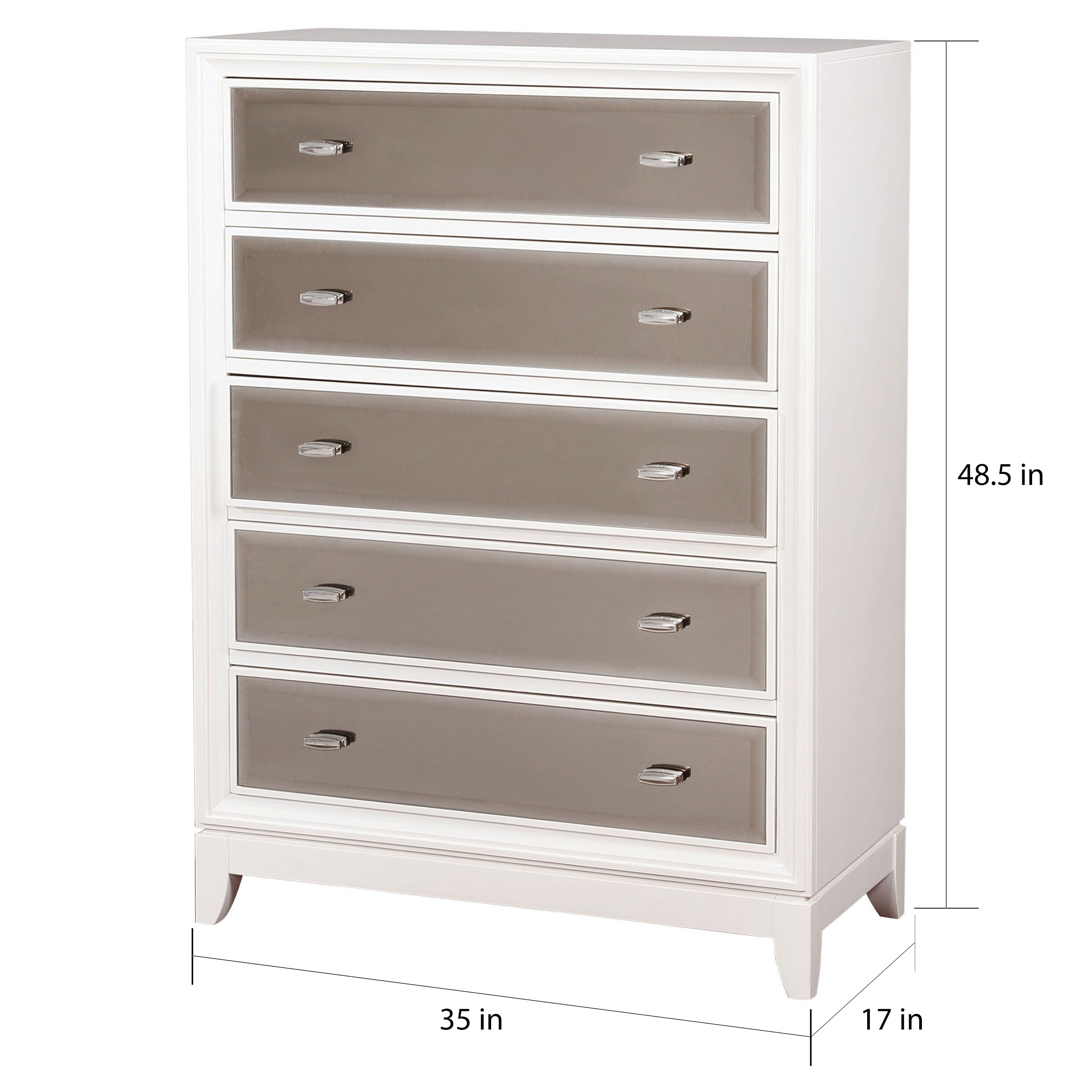 Furniture Of America Welker Contemporary White Mirrored 5 Furniture Of America Welker Contemporary White Mirrored 5 Drawer Chest On Free Shipping Today 20091324