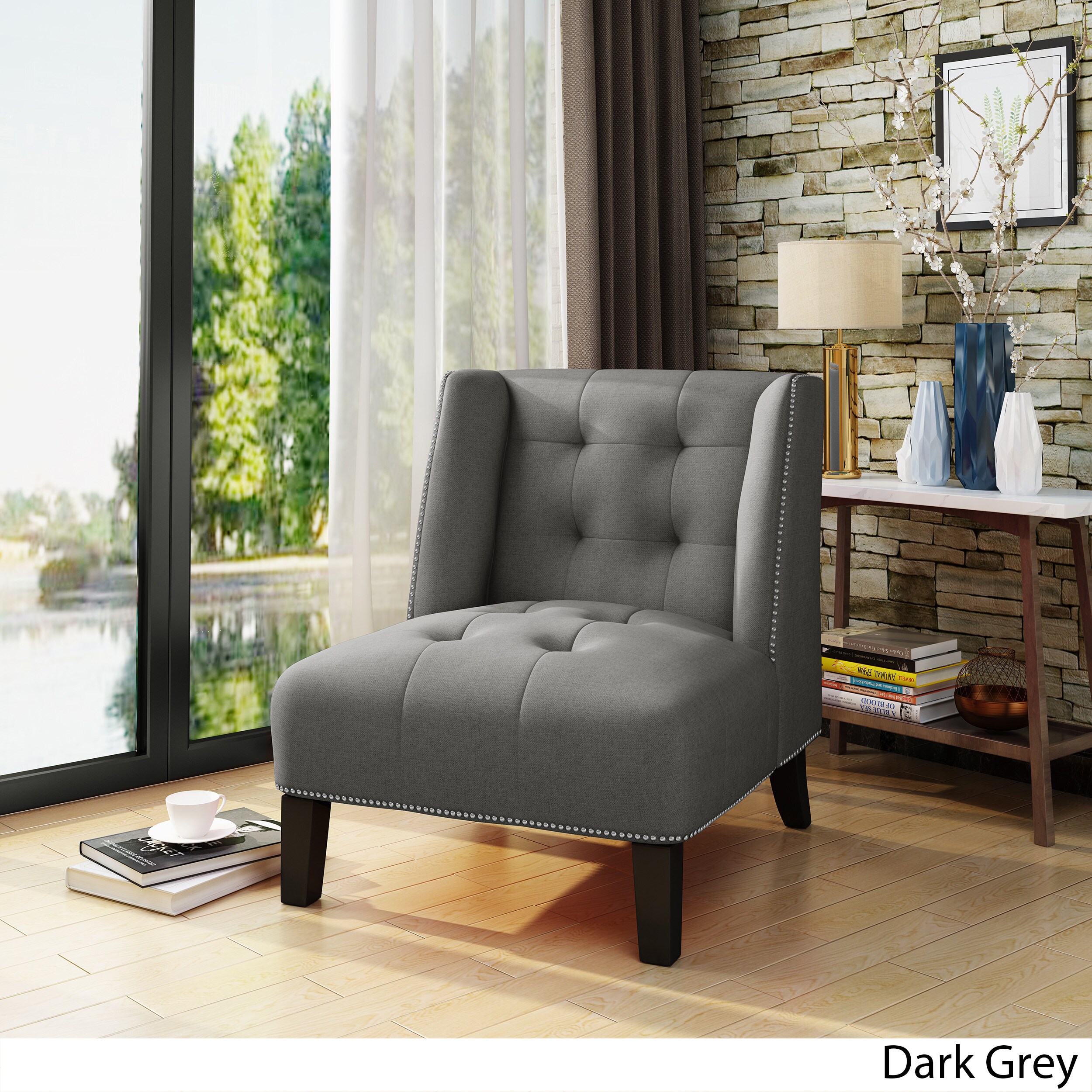 Takara Tufted Wingback Fabric Accent Chair By Christopher Takara Tufted Wingback Fabric Accent Chair By Christopher Knight Home On Free Shipping Today 20216715