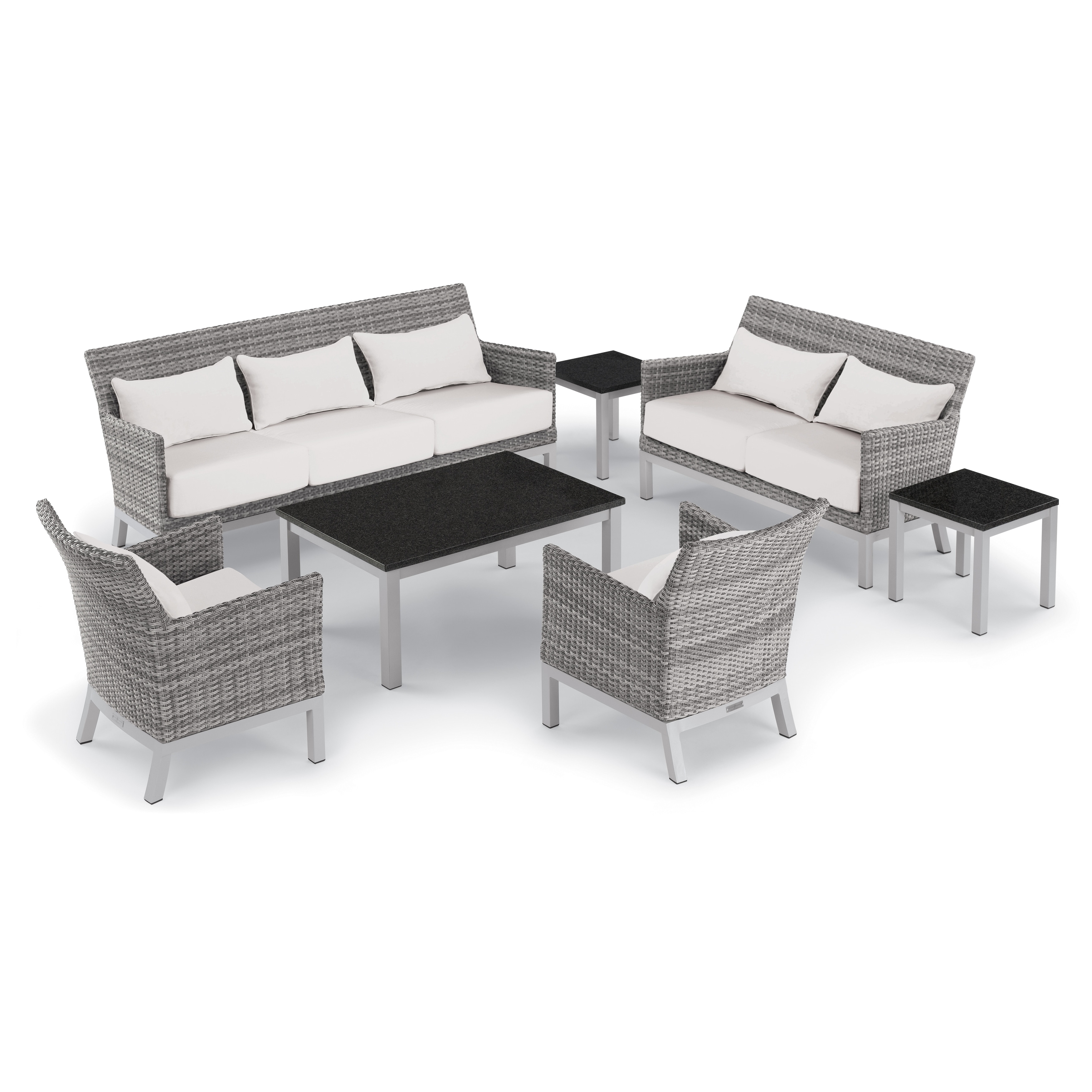 Oxford Garden Argento 7 Piece Resin Wicker Lounge Travira Oxford Garden Argento 7 Piece Resin Wicker Lounge Travira Lite Core Charcoal Table Set Eggshell White Cushions Pillows Free Shipping Today