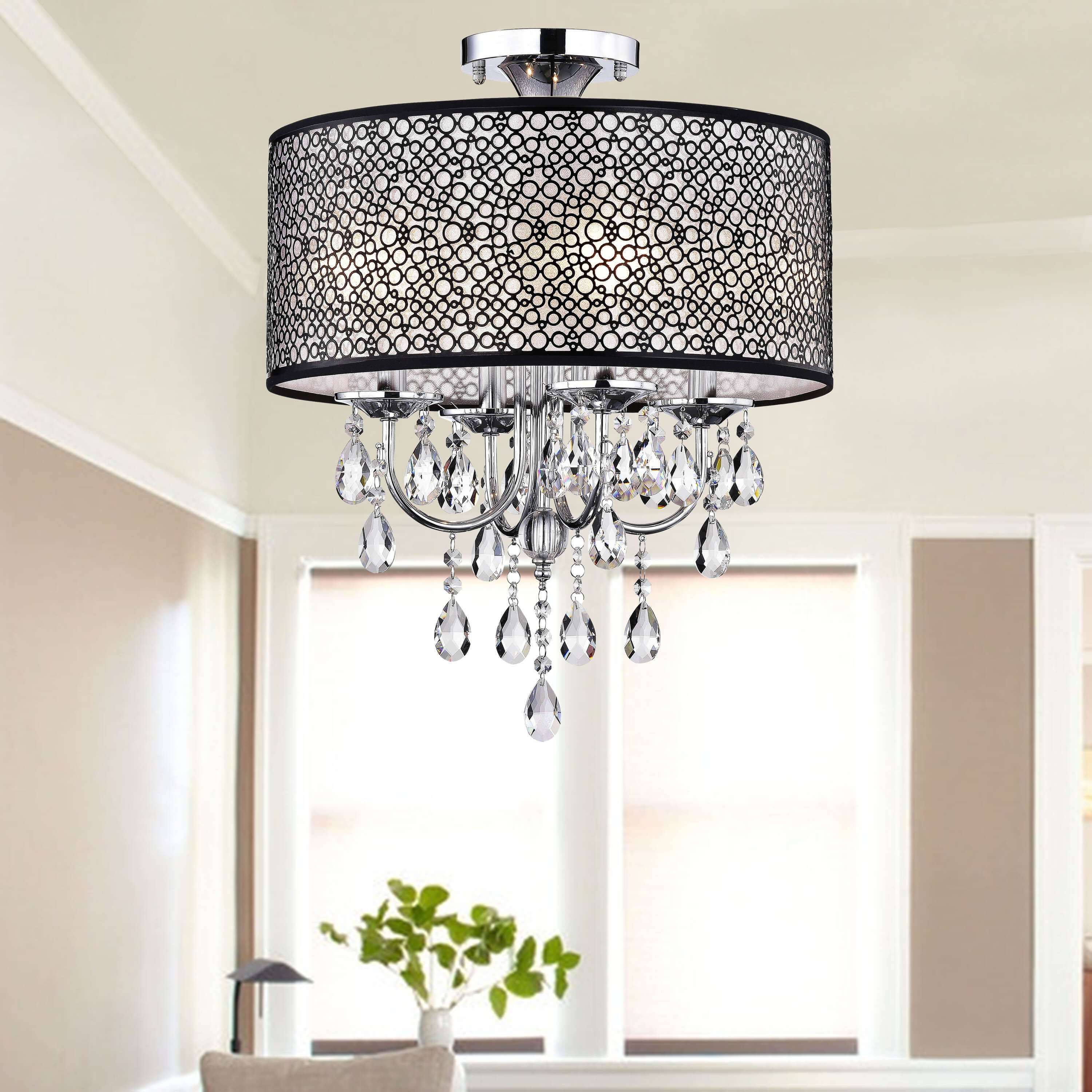 Bubble Shade Crystal And Chrome Flushmount Chandelier On Bubble Shade Crystal And Chrome Flushmount Chandelier