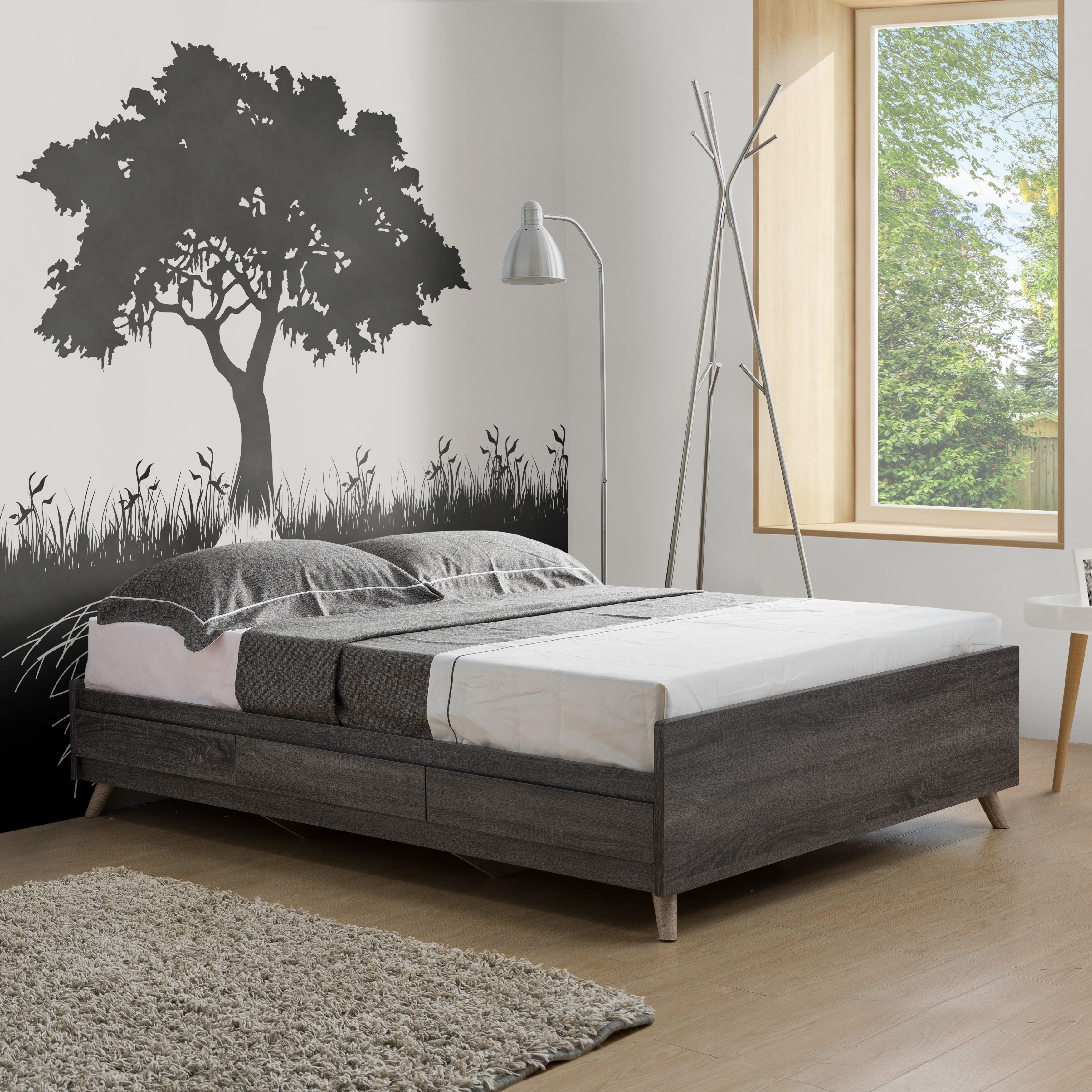 Riley Contemporary Distressed Grey Platform Storage Bed Riley Contemporary Distressed Grey Platform Storage Bed