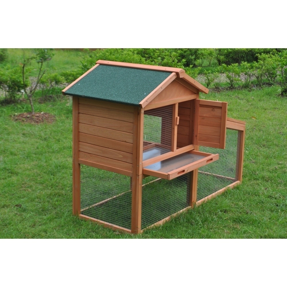 Aleko Chicken Hen Cage Rabbit Hutch 565 X 256 X 394 Inches