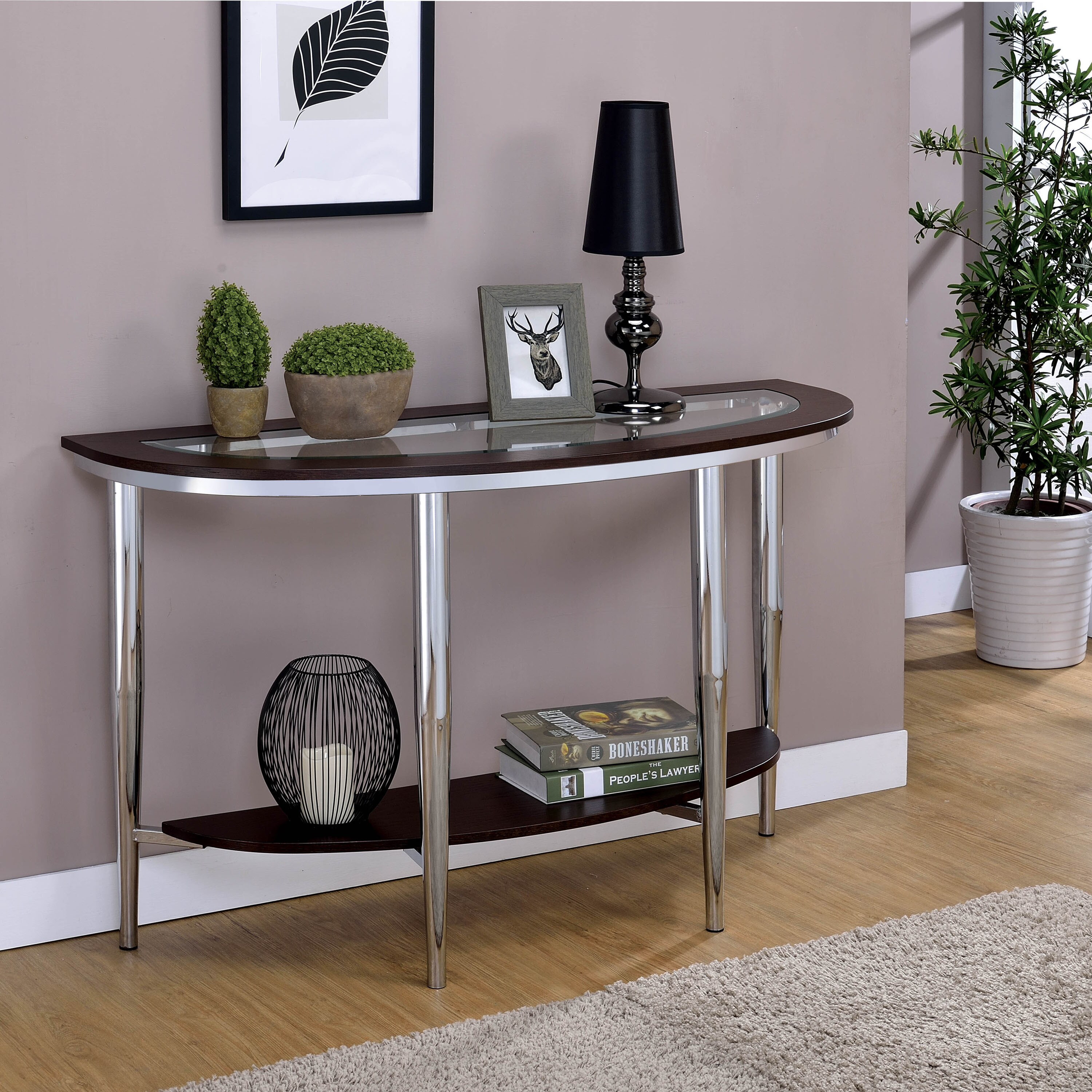 Furniture Of America Jena Contemporary Semi Circle Sofa Console Furniture Of America Jena Contemporary Semi Circle Sofa Console Table On Free Shipping Today 20300889