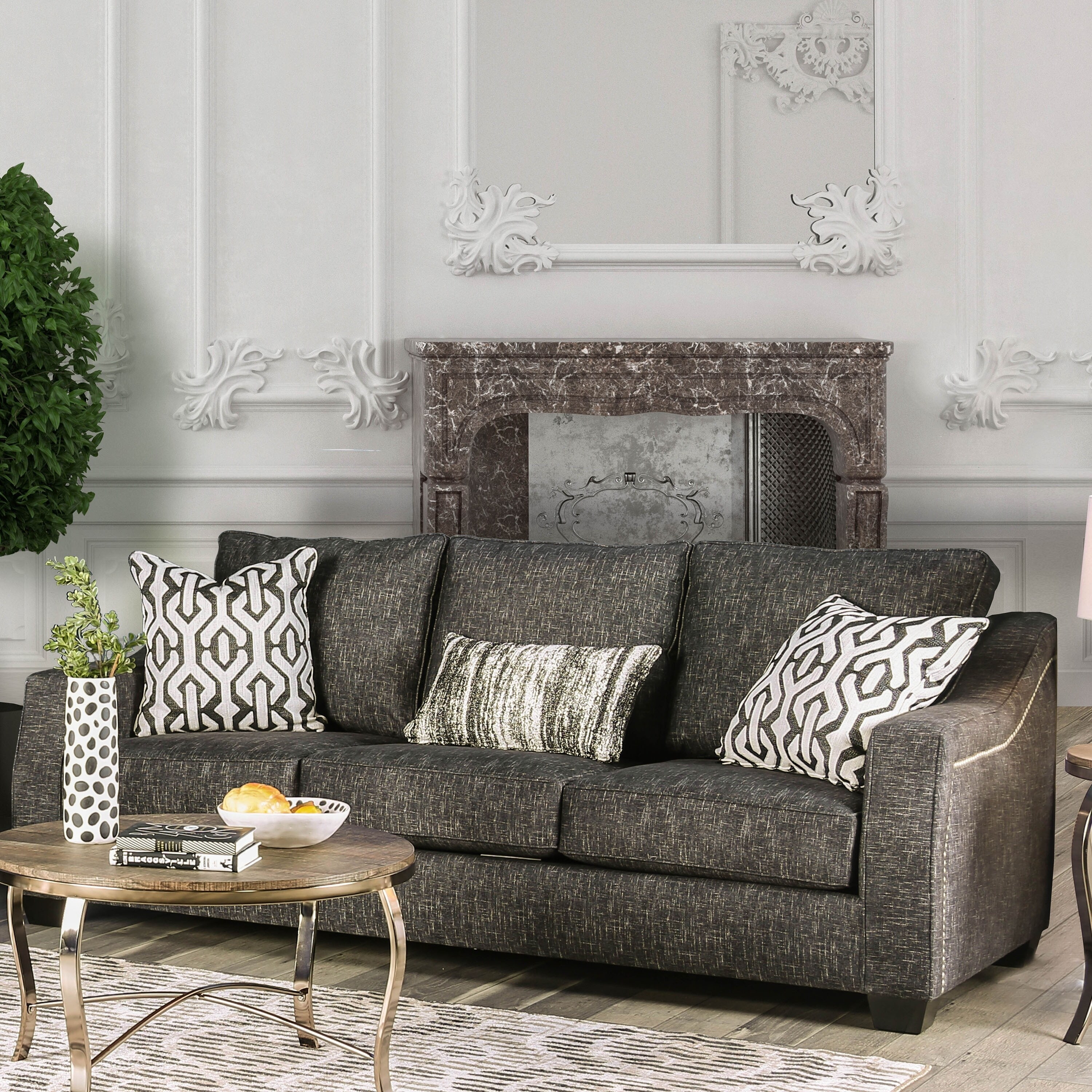 Tino Contemporary Charcoal Sofa By Foa