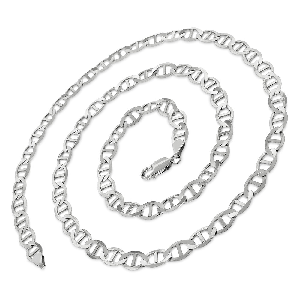 925 Sterling Silver 4.5mm Solid Mariner Anchor Link ITProLux Chain Necklace
