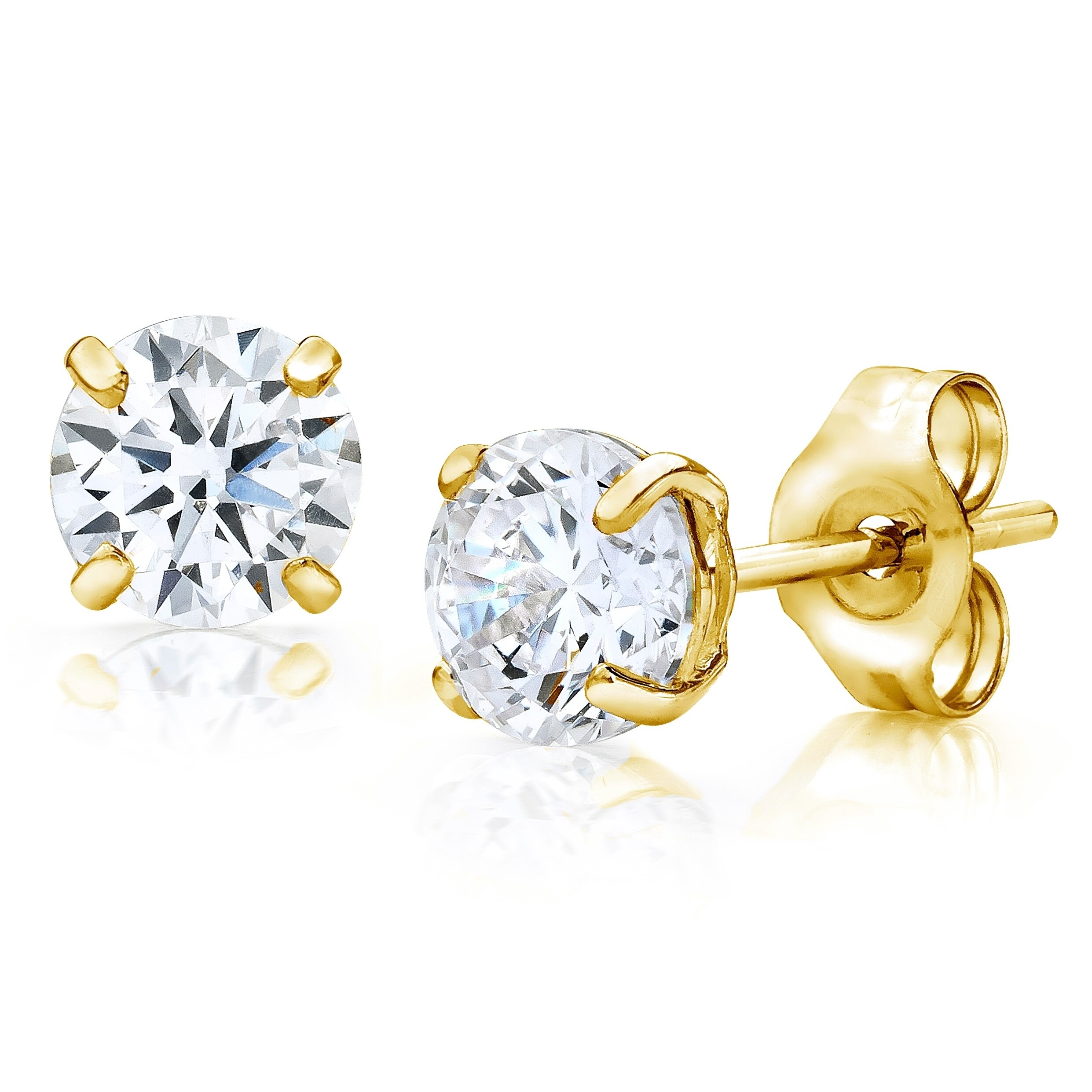 Shop Pori Jewelers 14K Gold 4MM Round Cut Stud Earrings WCrystal By