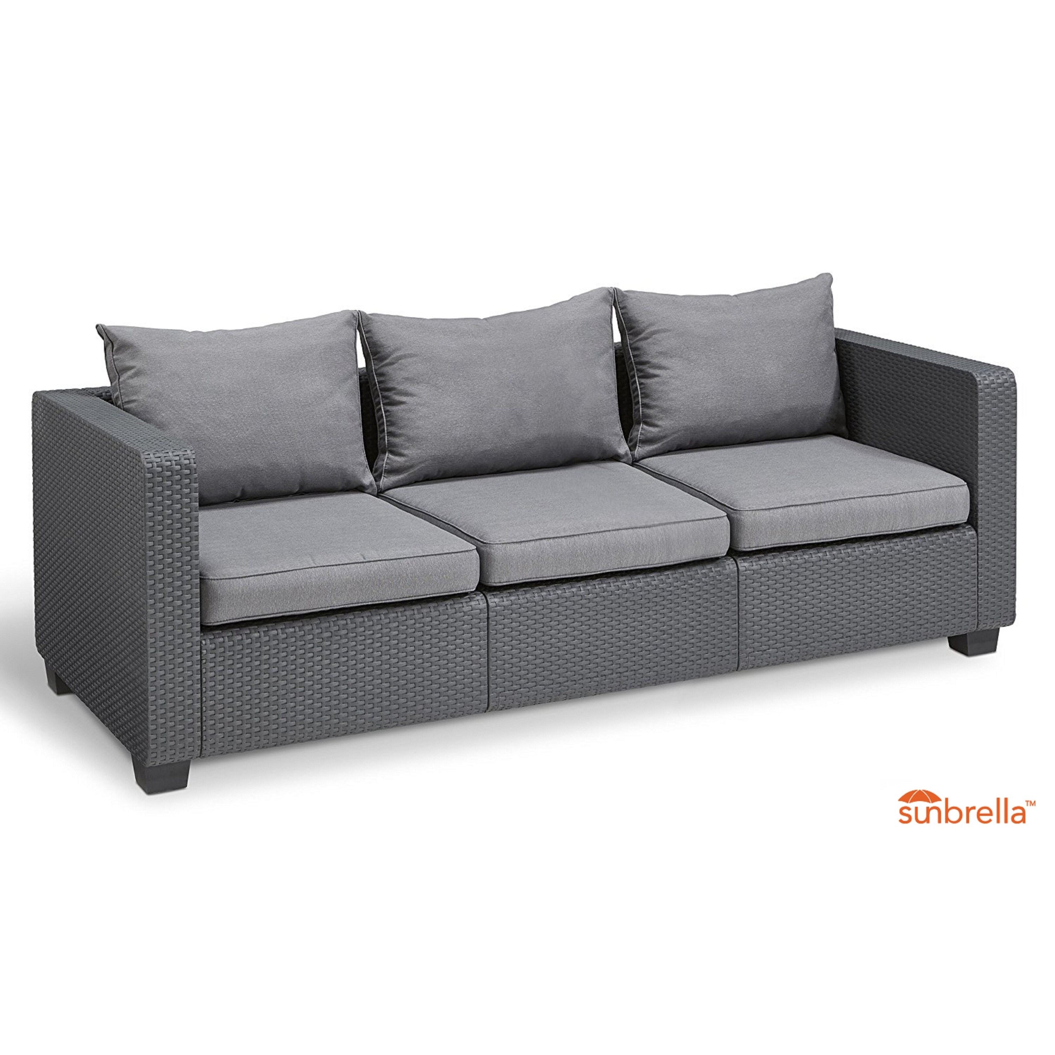 Keter Salta 3 Seat All Weather Outdoor Patio Sofa With Keter Salta 3 Seat All Weather Outdoor Patio Sofa With Sunbrella Cushions Free Shipping Today 20359546