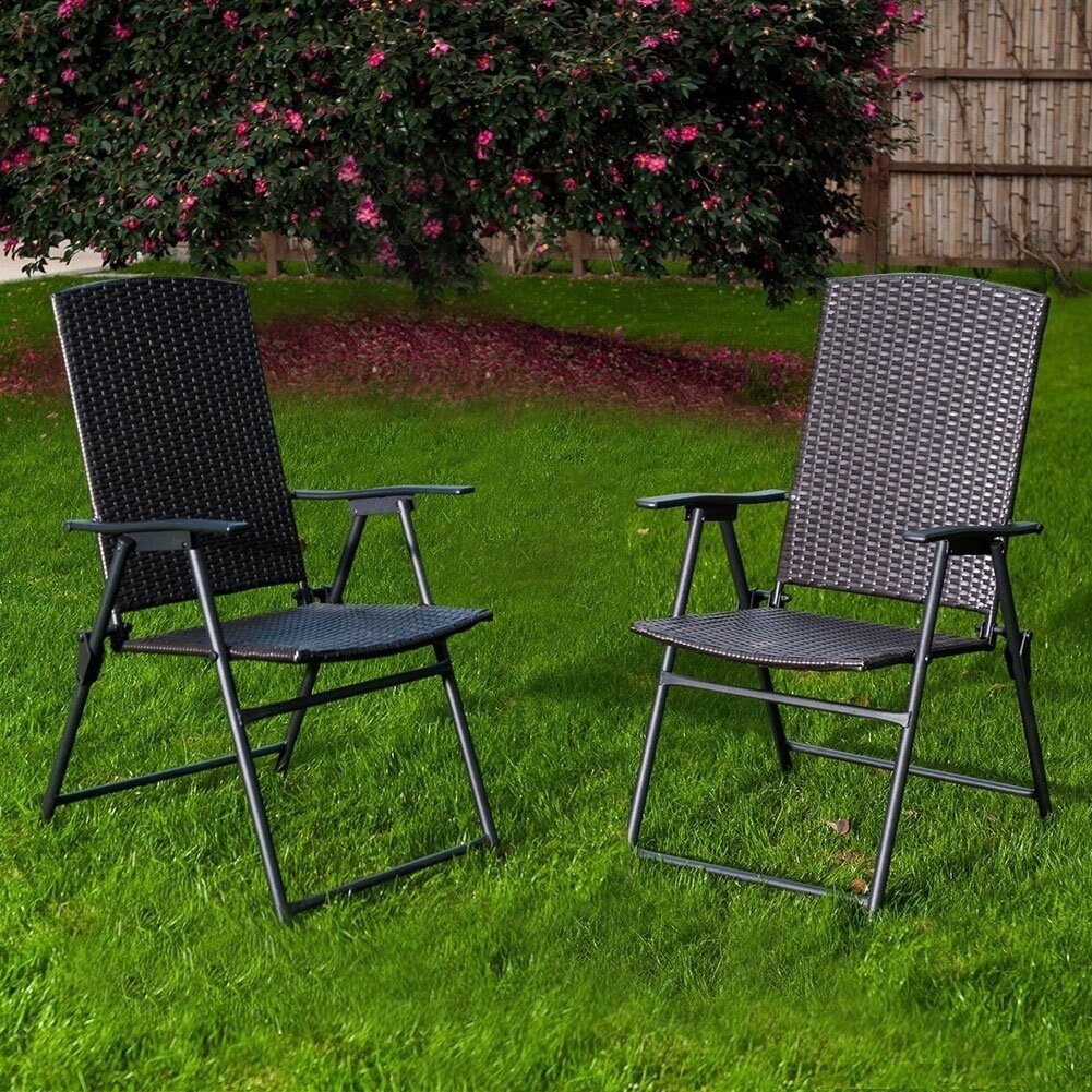 Sunlife Folding Resin Wicker Rattan Chairs Patio Indoor Modern Sunlife Folding Resin Wicker Rattan Chairs Patio Indoor Modern Garden Furniture Set 2 Pairs Dark Brown Free Shipping Today