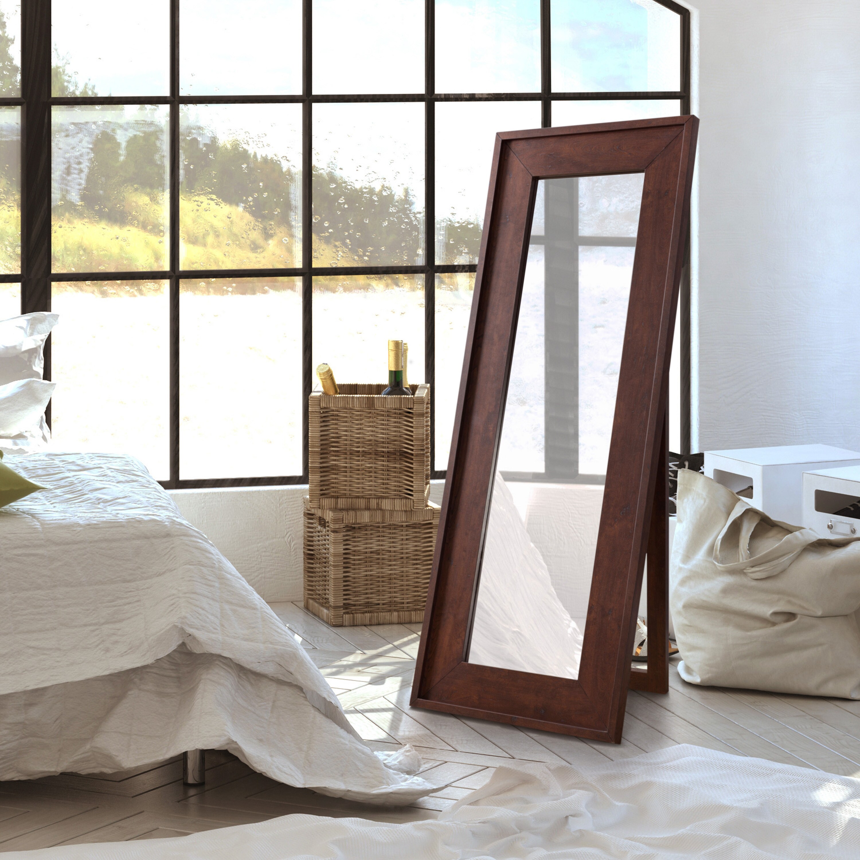 Furniture Of America Ln Rustic Vintage Walnut Full Length Furniture Of America Ln Rustic Vintage Walnut Full Length Mirror On Free Shipping Today 20482831