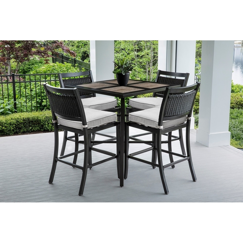 Shop Outdoor and Indoor Beige Square Bar Table Set with 4 Wicker Bar ... Shop Outdoor and Indoor Beige Square Bar Table Set with 4 Wicker Bar ...