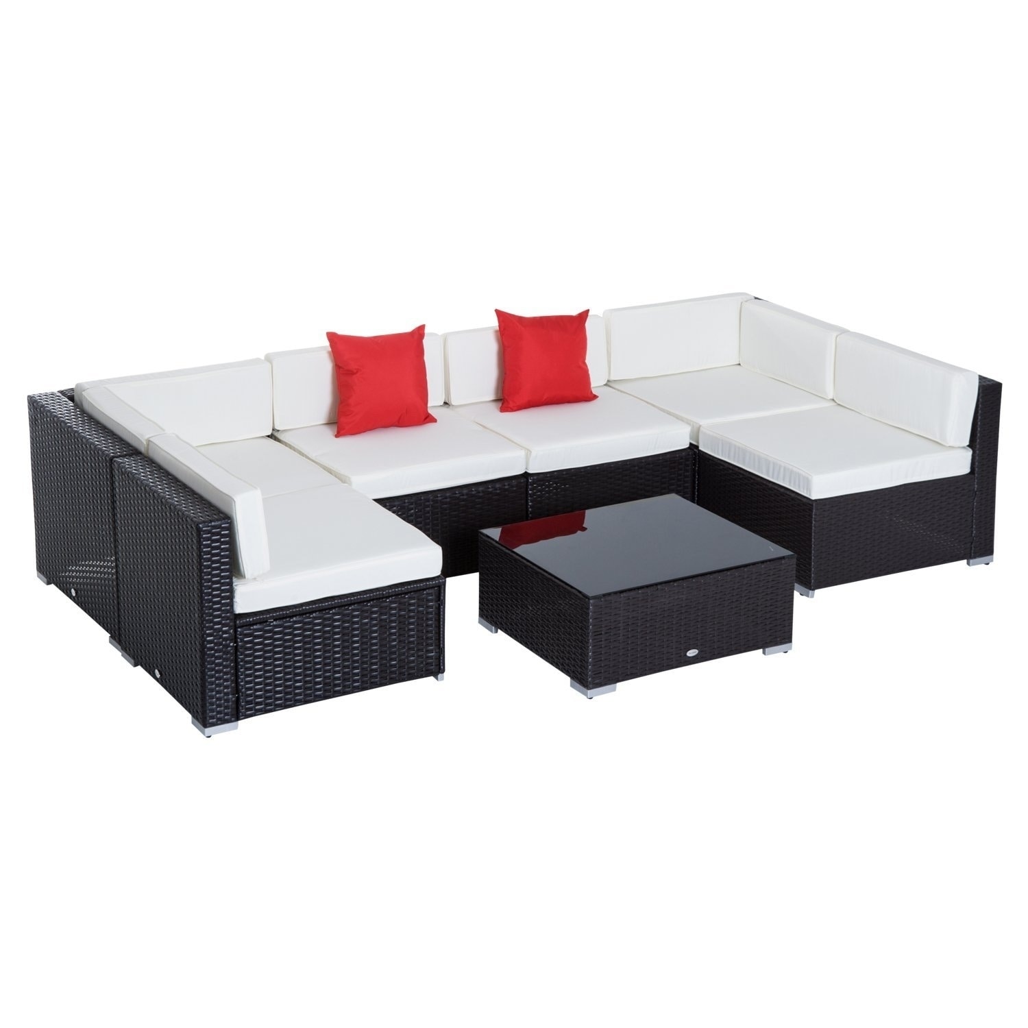 Outsunny 7 Piece Set Rattan Sofa Luxury Modular Conversation Outdoor Furniture Outsunny 7 Piece Set Rattan Sofa Luxury Modular Conversation Outdoor Furniture