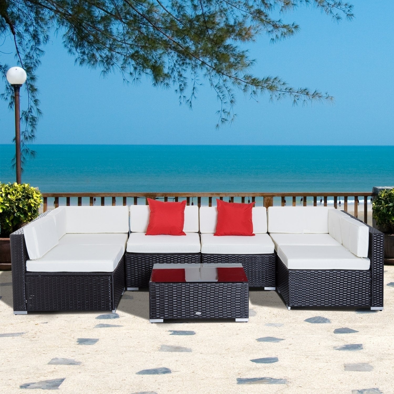 Shop Outsunny 7 Piece Wicker Sofa Sectional Rattan Conversation ... Shop Outsunny 7 Piece Wicker Sofa Sectional Rattan Conversation ...