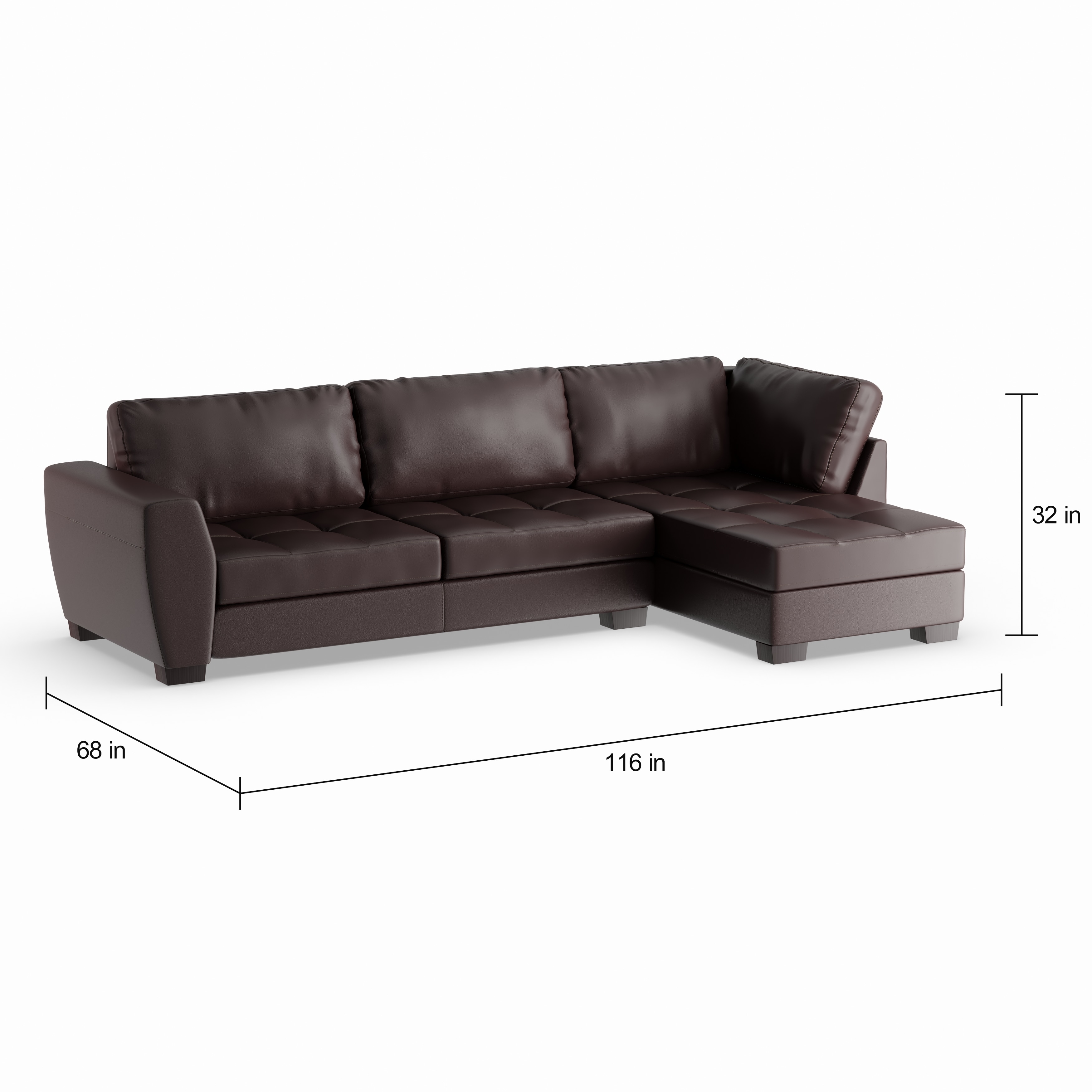 Maison Rouge Aled Brown Bonded Leather Modern Sectional Sofa Maison Rouge Aled Brown Bonded Leather Modern Sectional Sofa Set With Right Facing Chaise Free Shipping Today 20543374