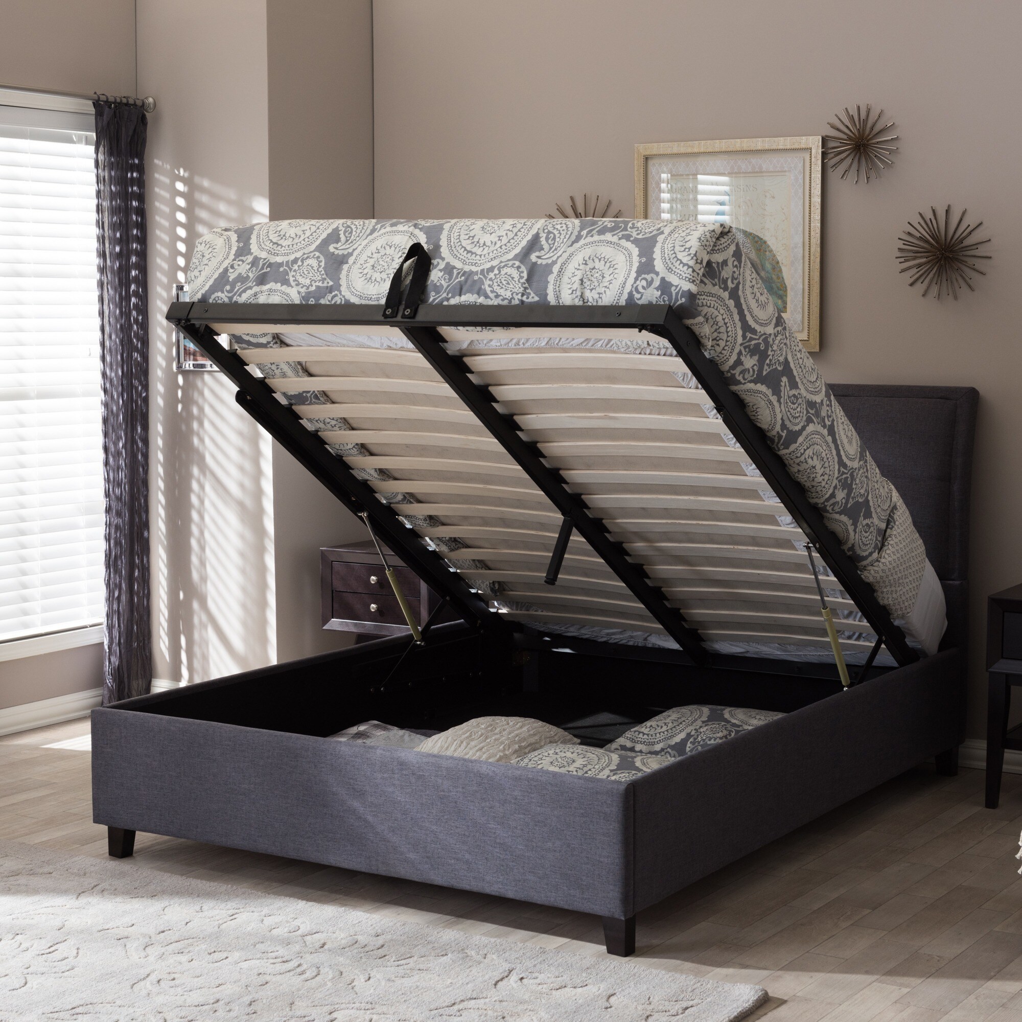 Porch Den Delgany Fabric Storage Platform Bed Porch Den Delgany Fabric Storage Platform Bed