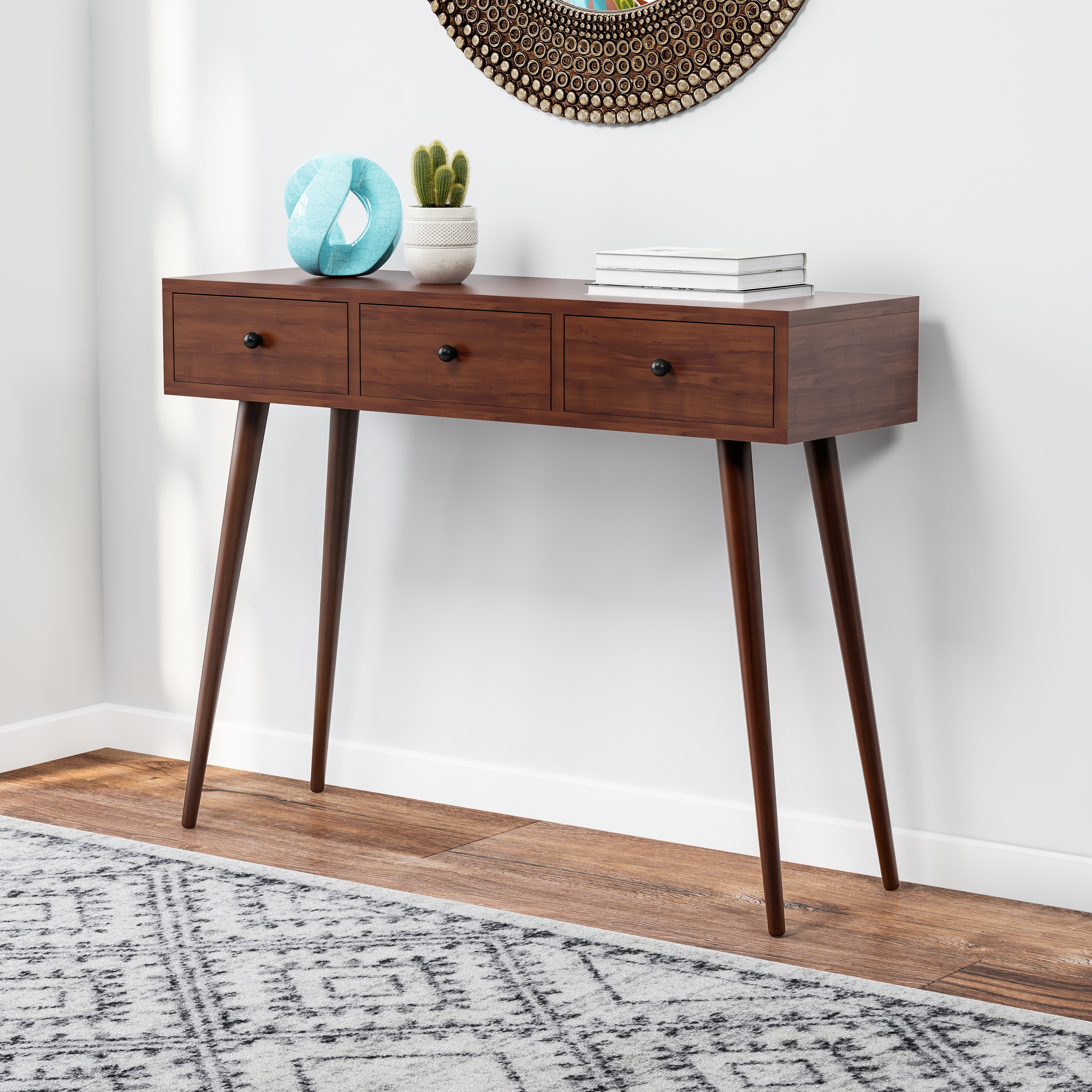 Carson Carrington Linkoping Mid Century 3 Drawer Wood Console Carson Carrington Linkoping Mid Century 3 Drawer Wood Console Table