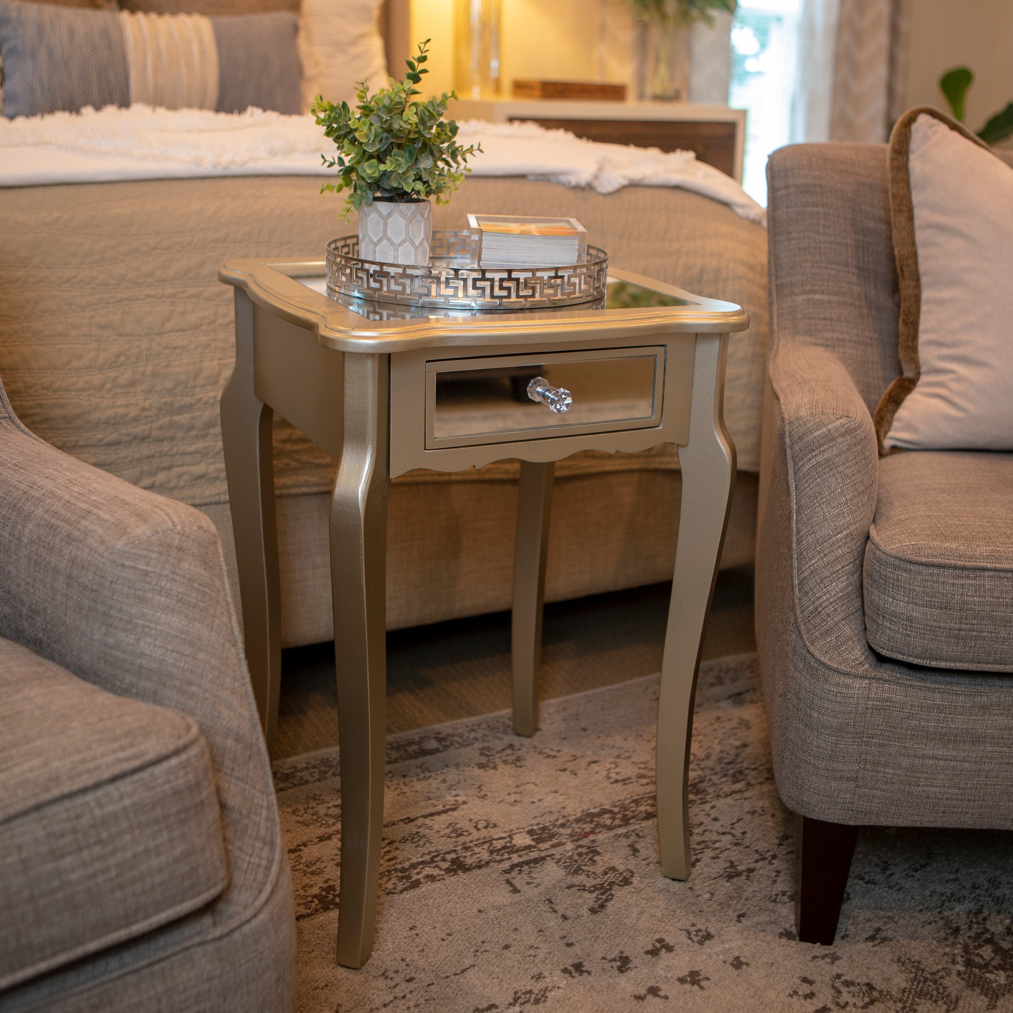 Silver Orchid Olivia Mirrored Side Table Free Shipping Today Silver Orchid Olivia Mirrored Side Table Free Shipping Today