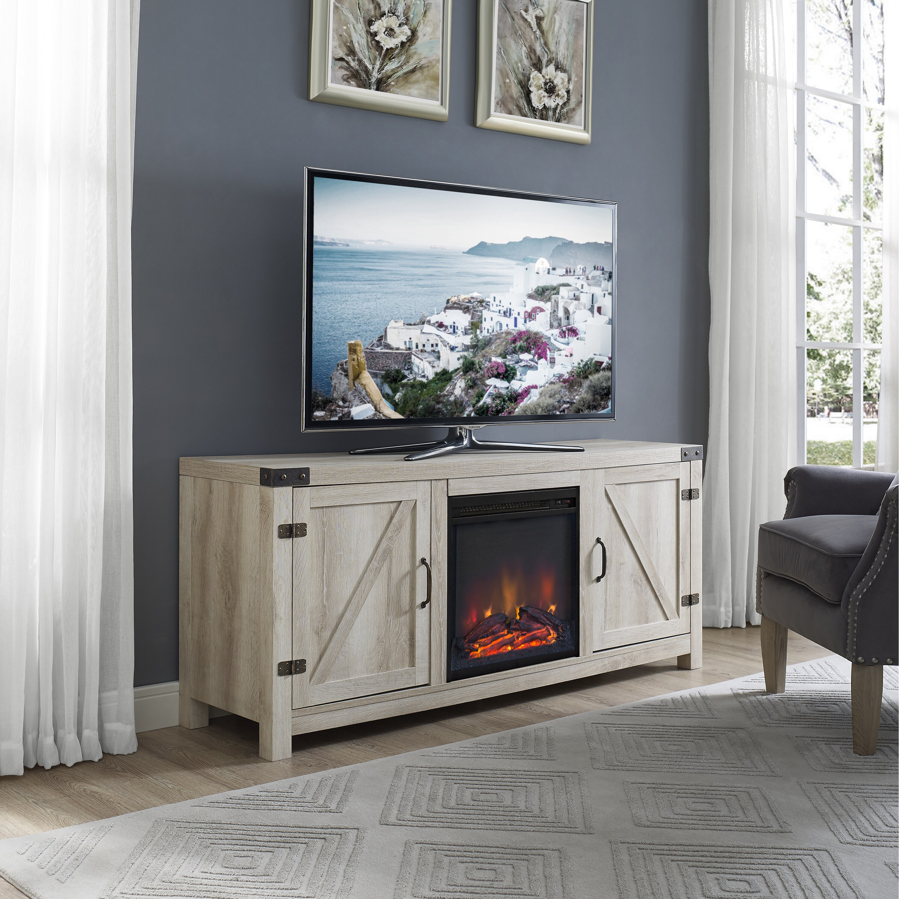 Shop The Gray Barn Firebranch 58 Barn Door Fireplace Tv Console