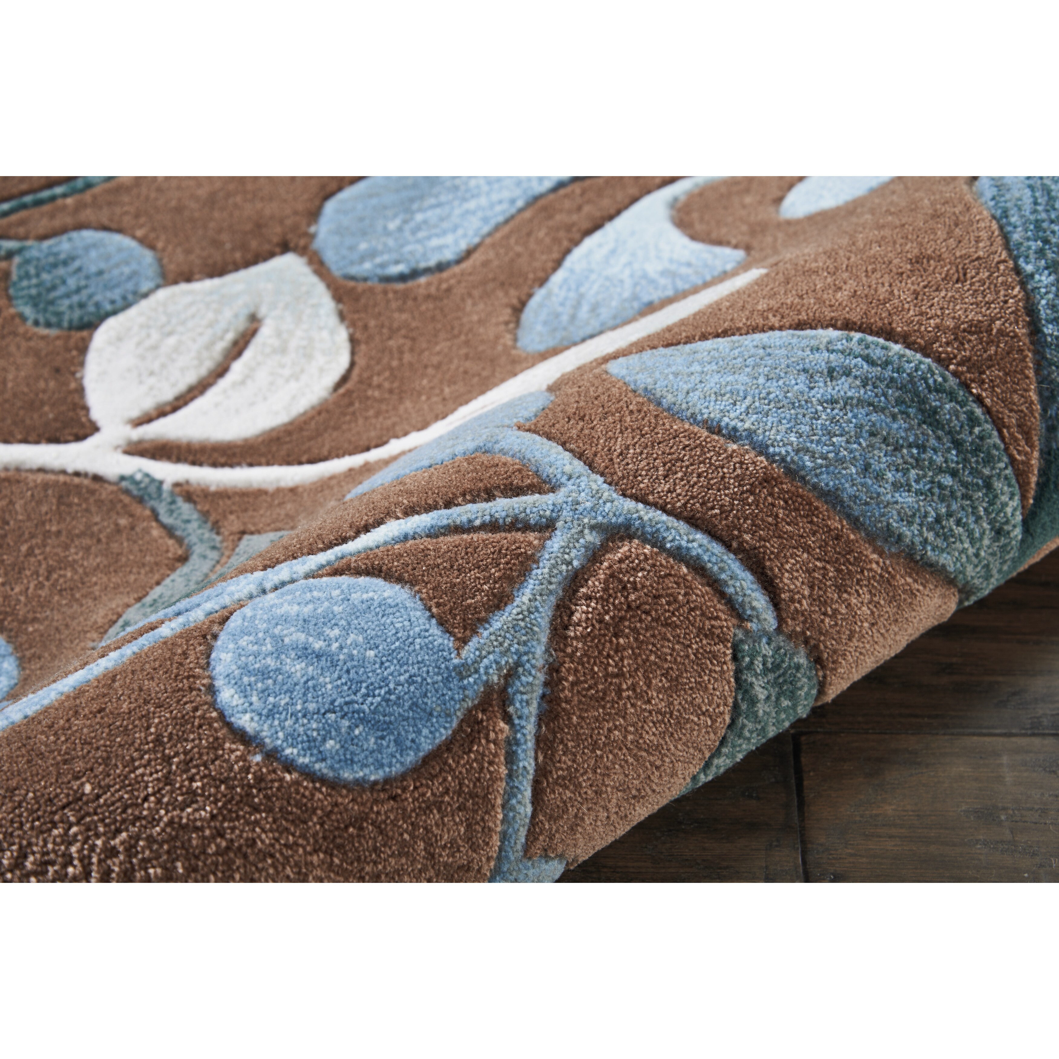 Shop Nourison Hand Tufted Contours Botanical Mocha Rug 73 X 93