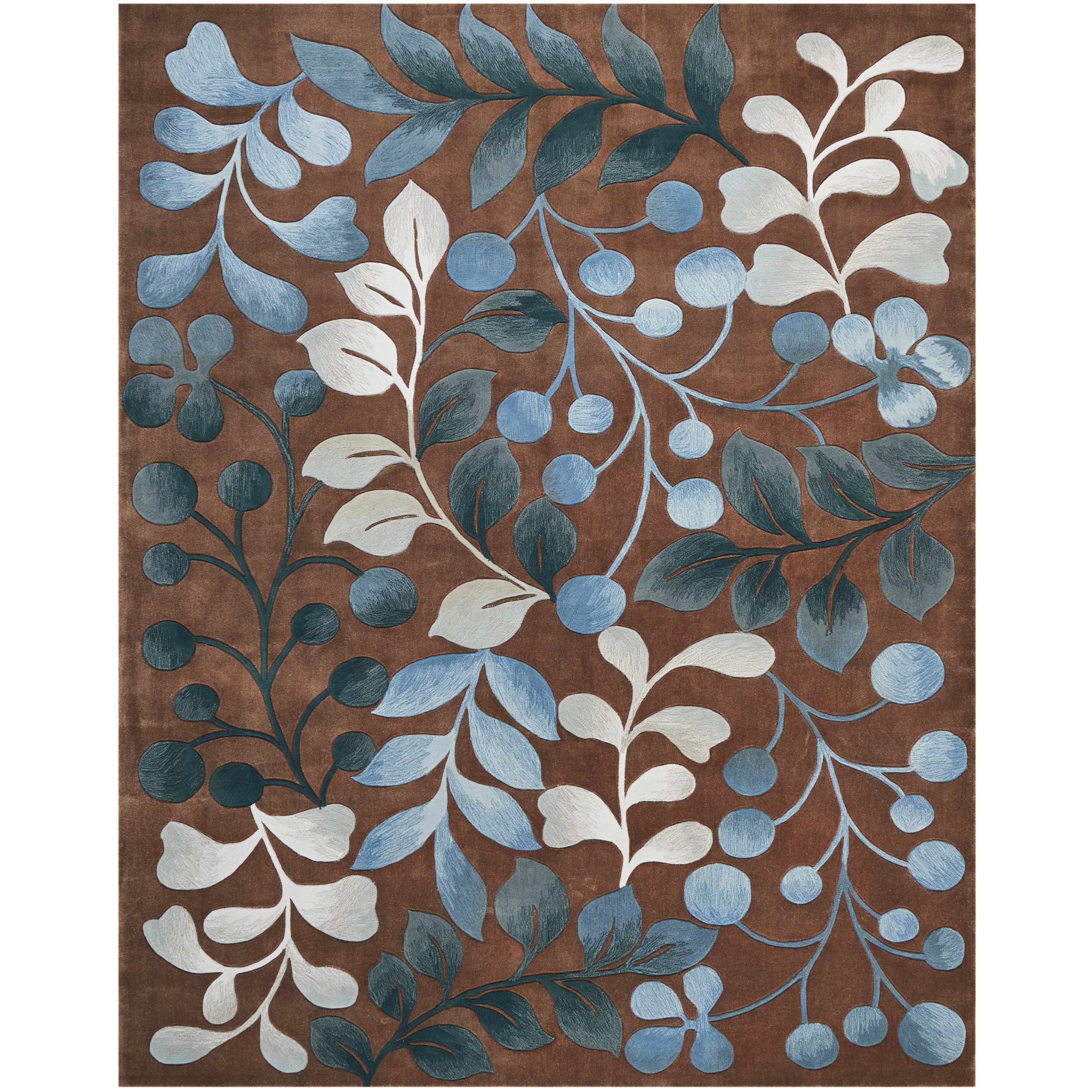 Shop Nourison Hand Tufted Contours Botanical Mocha Rug 73 X 93