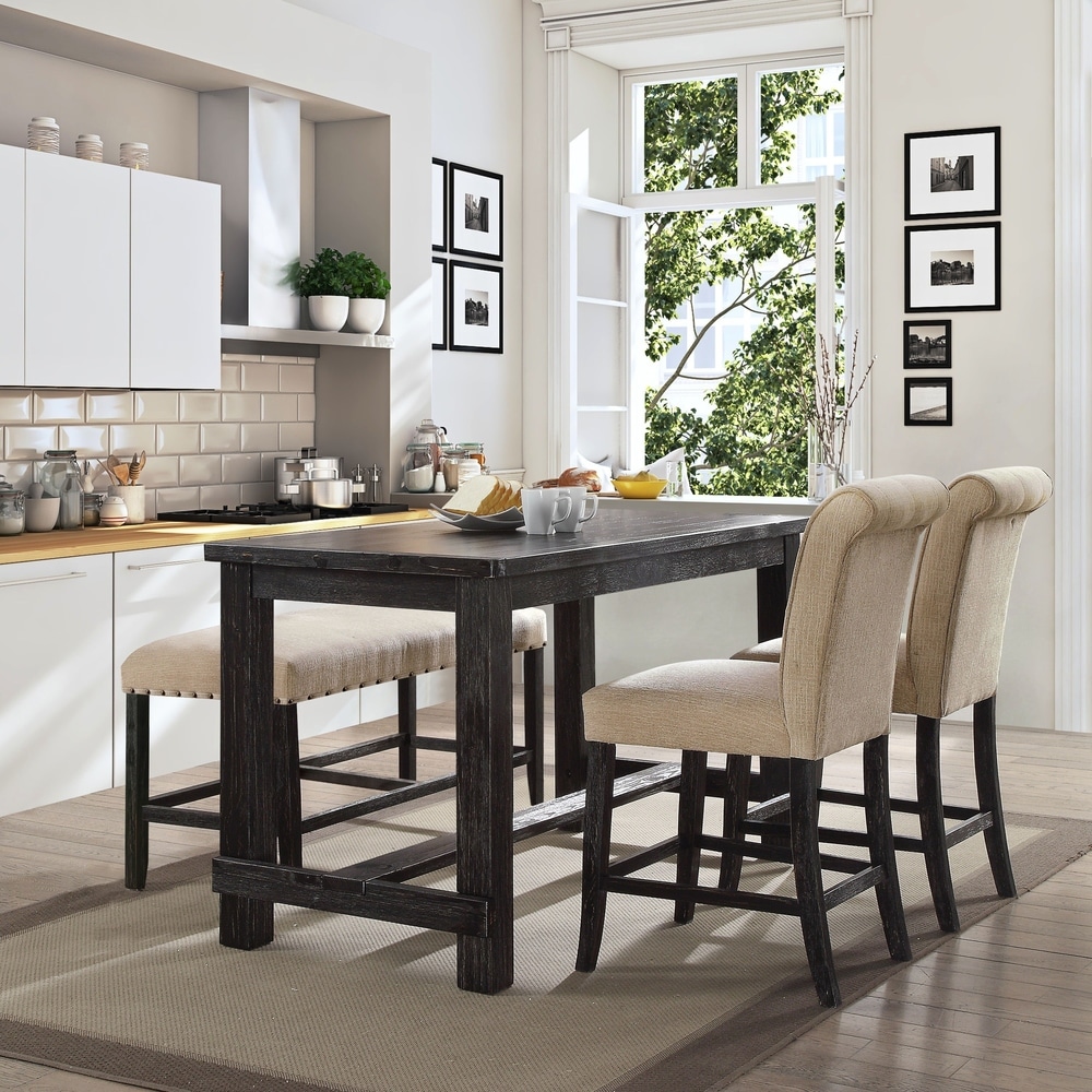 Furniture Of America Tays Rustic Black 60 Inch Counter Dining Table On Sale Overstock 20603772